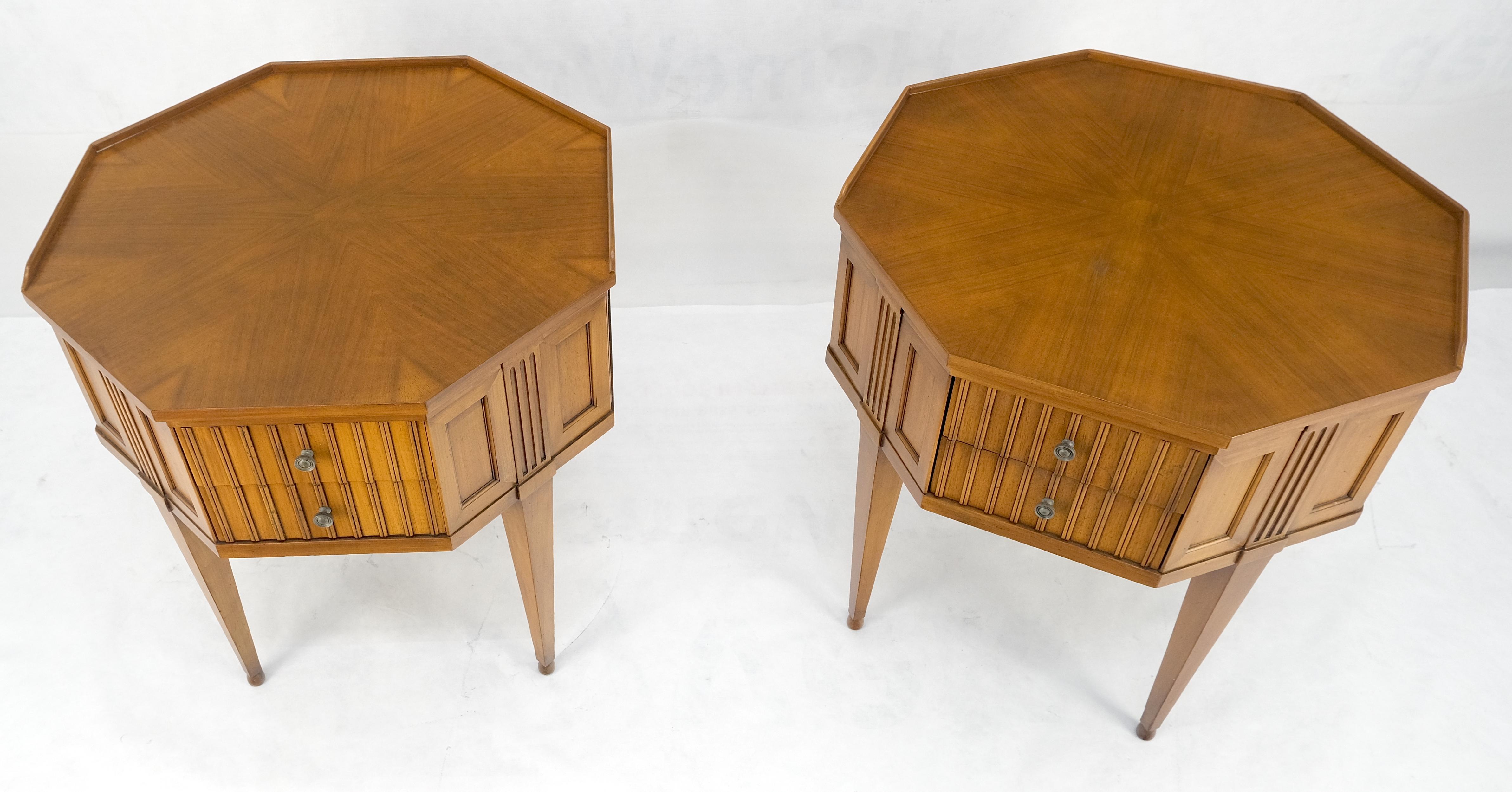 Pair of Mid Century Modern Hexagon John Widdicomb End Lamp Tables Night Stands MINT.