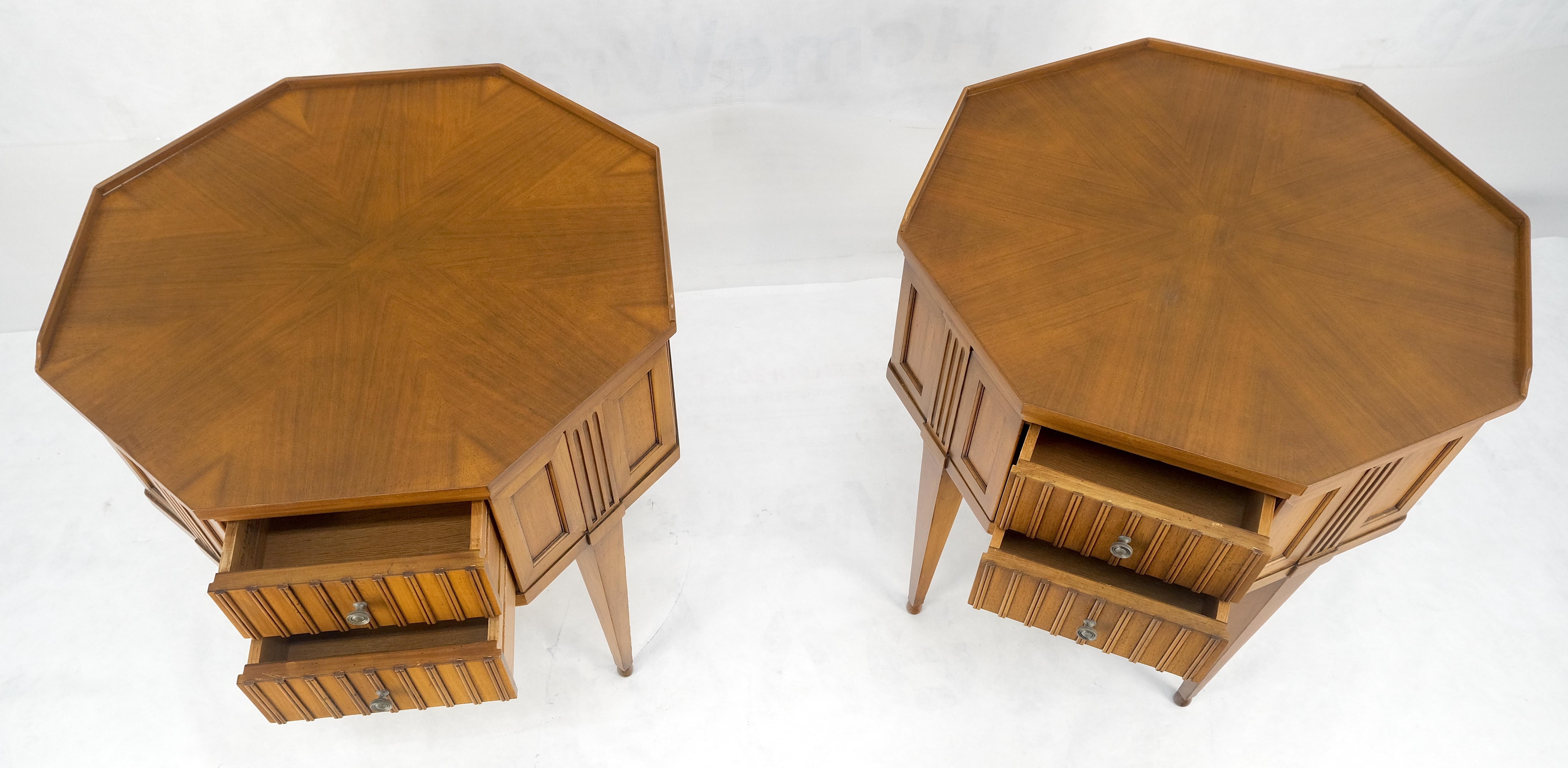 American Pair of Mid Century Modern Hexagon John Widdicomb End Tables Nightstands MINT For Sale