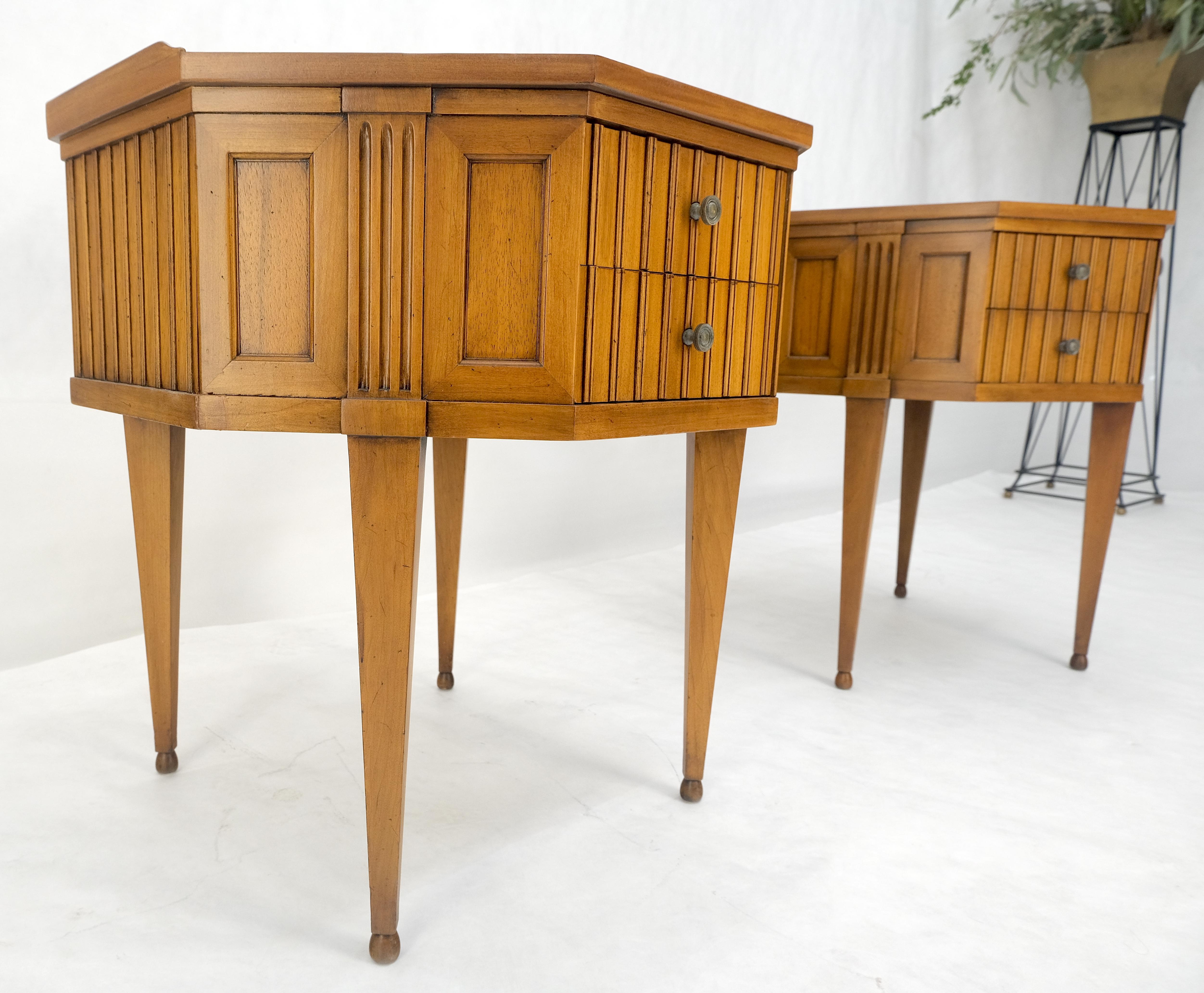 Brass Pair of Mid Century Modern Hexagon John Widdicomb End Tables Nightstands MINT For Sale