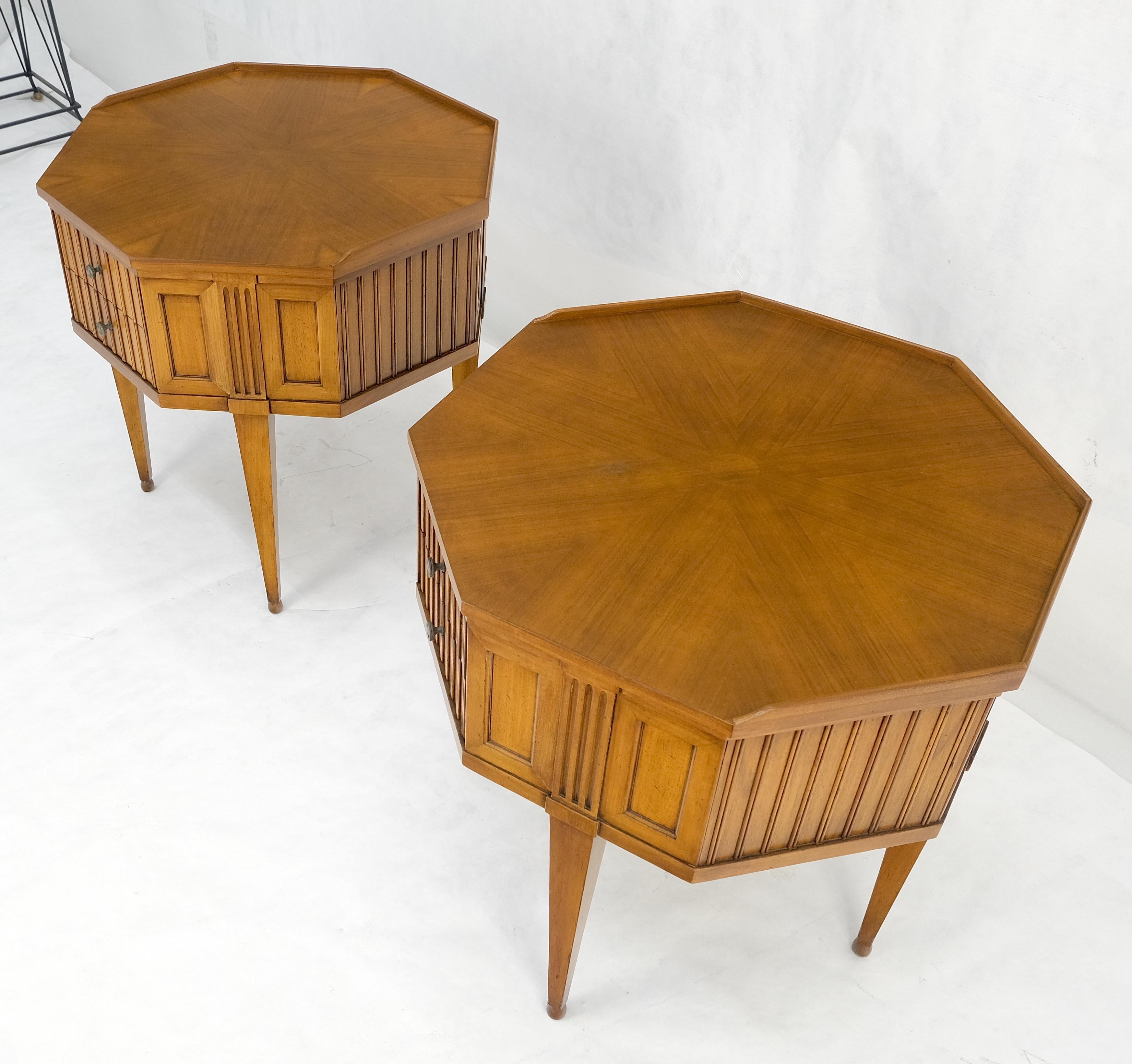 Pair of Mid Century Modern Hexagon John Widdicomb End Tables Nightstands MINT For Sale 1