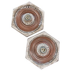 Pair of Mid Century Modern Hexagonal Fat Lava Sconces, West Germany 1970s