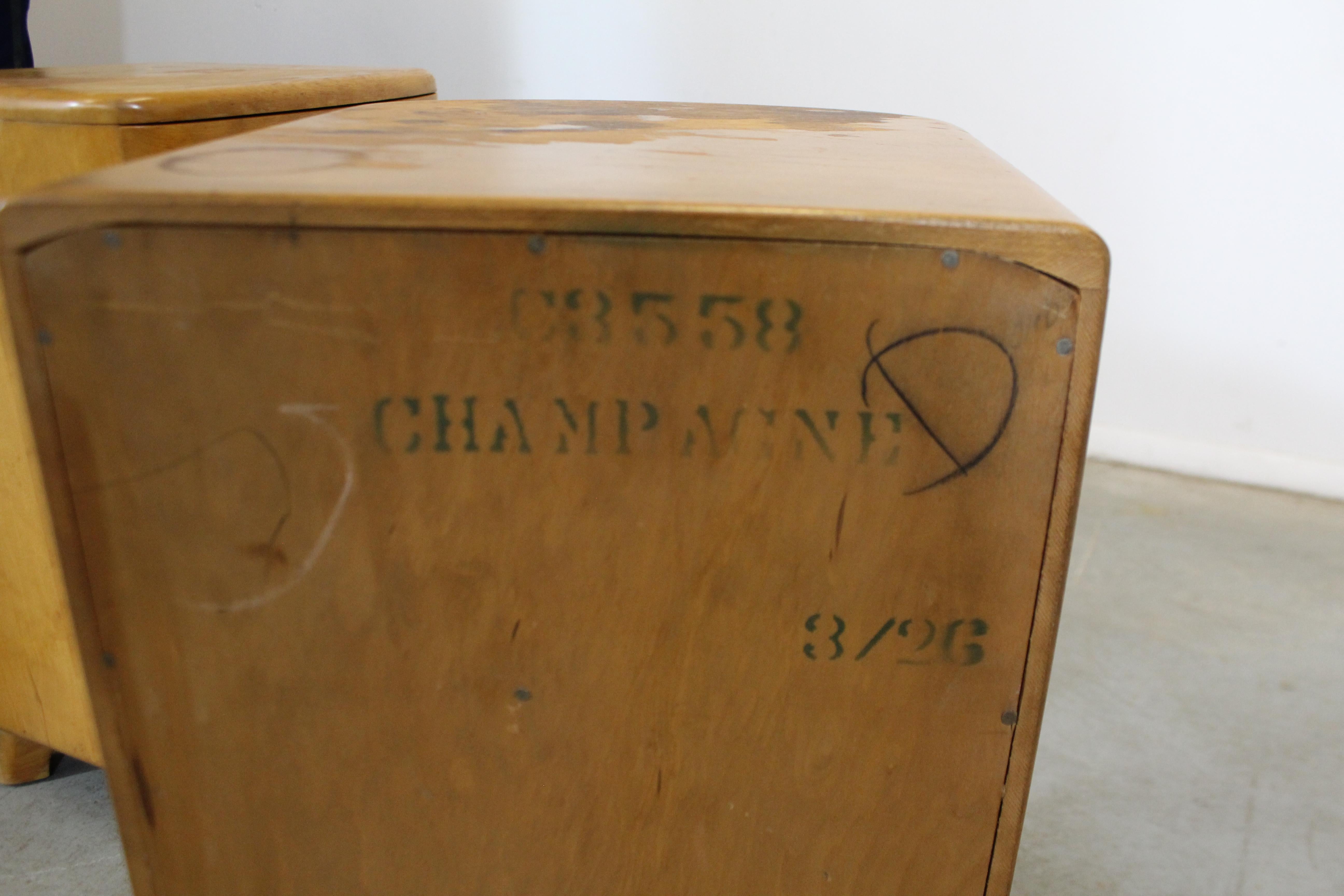 Mid-Century Modern Heywood Wakefield Crescendo Champagner-Nachttische, Paar 5