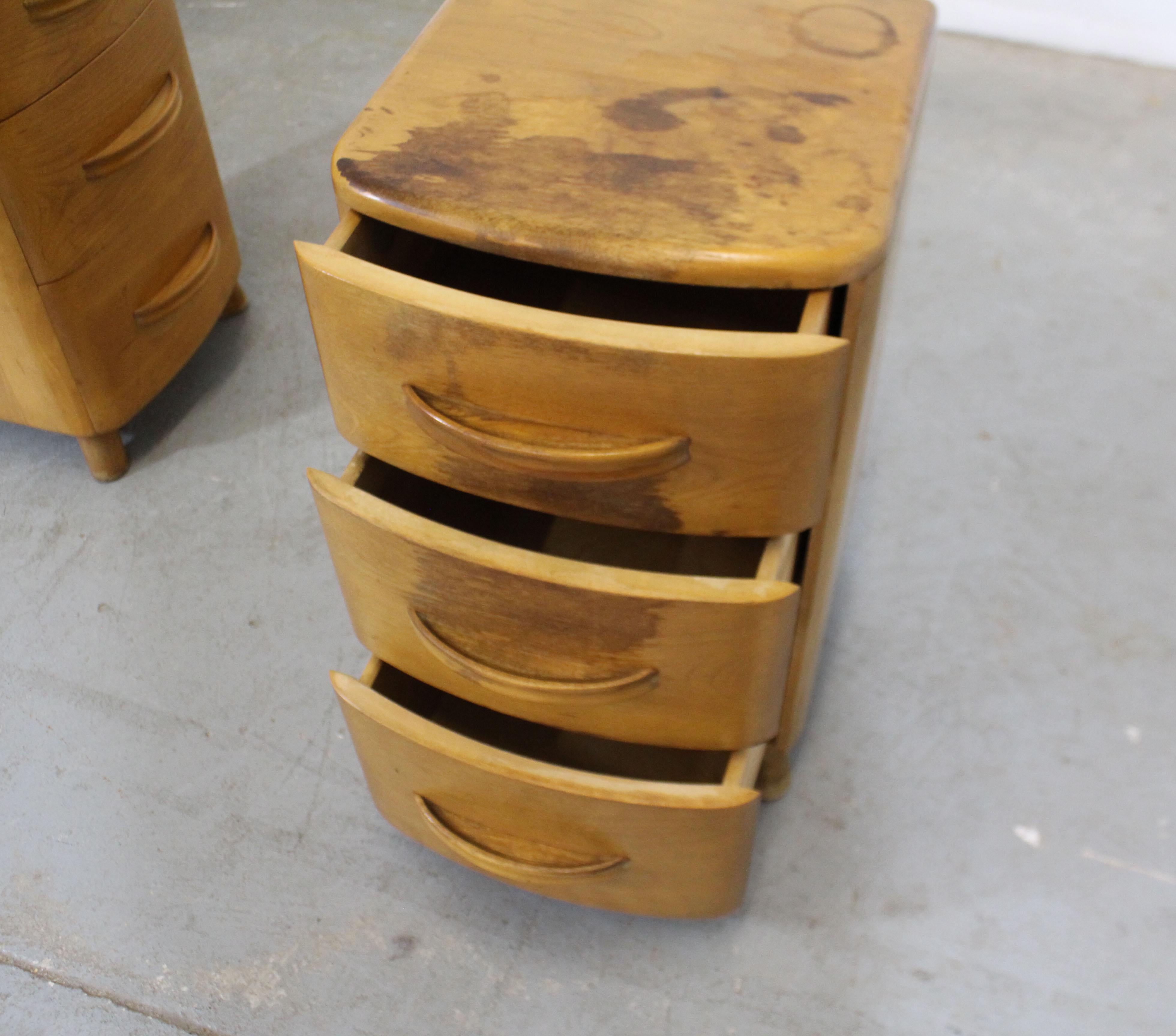 Mid-Century Modern Heywood Wakefield Crescendo Champagner-Nachttische, Paar (Birke)