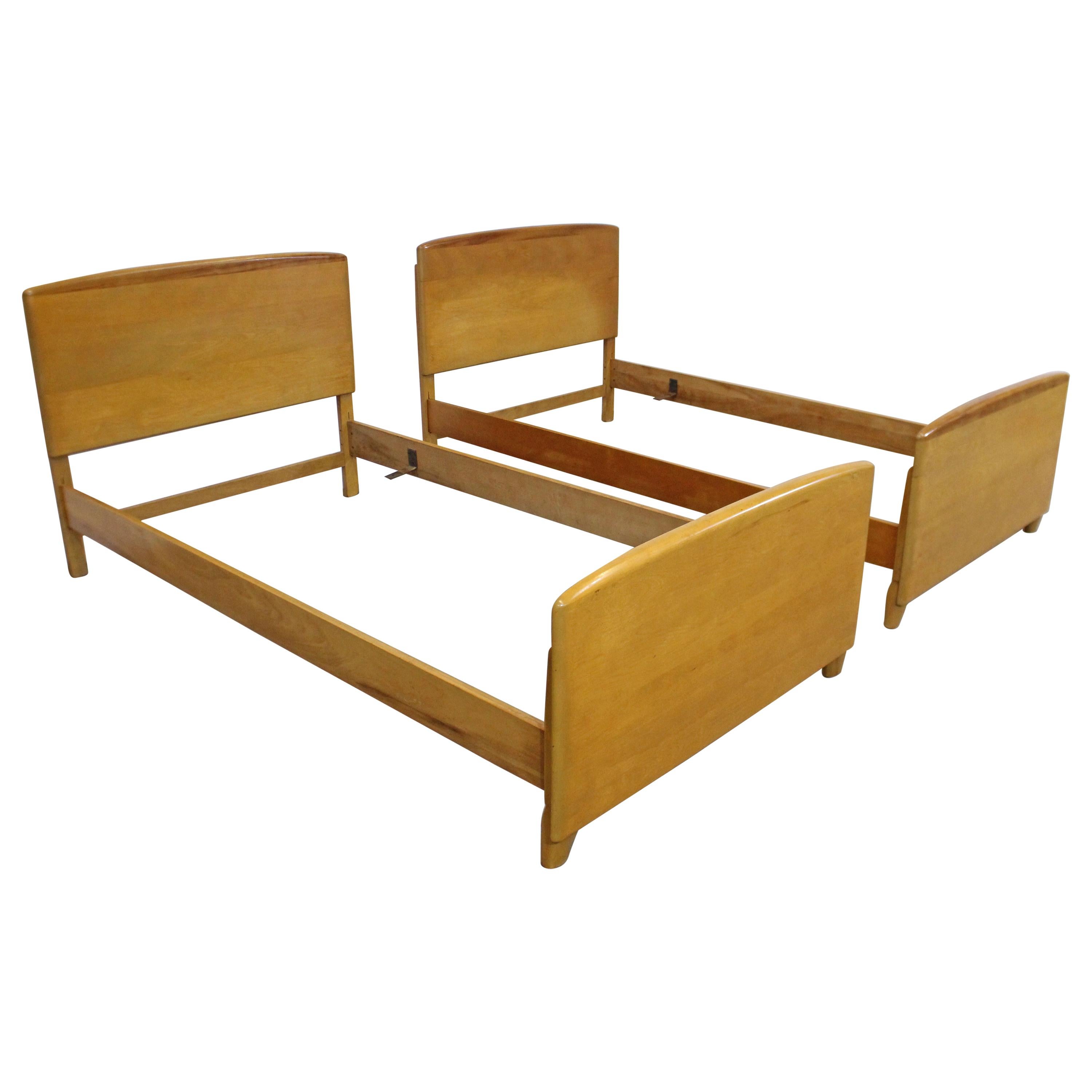 Pair of Mid-Century Modern Heywood Wakefield Twin Size Bed Frames