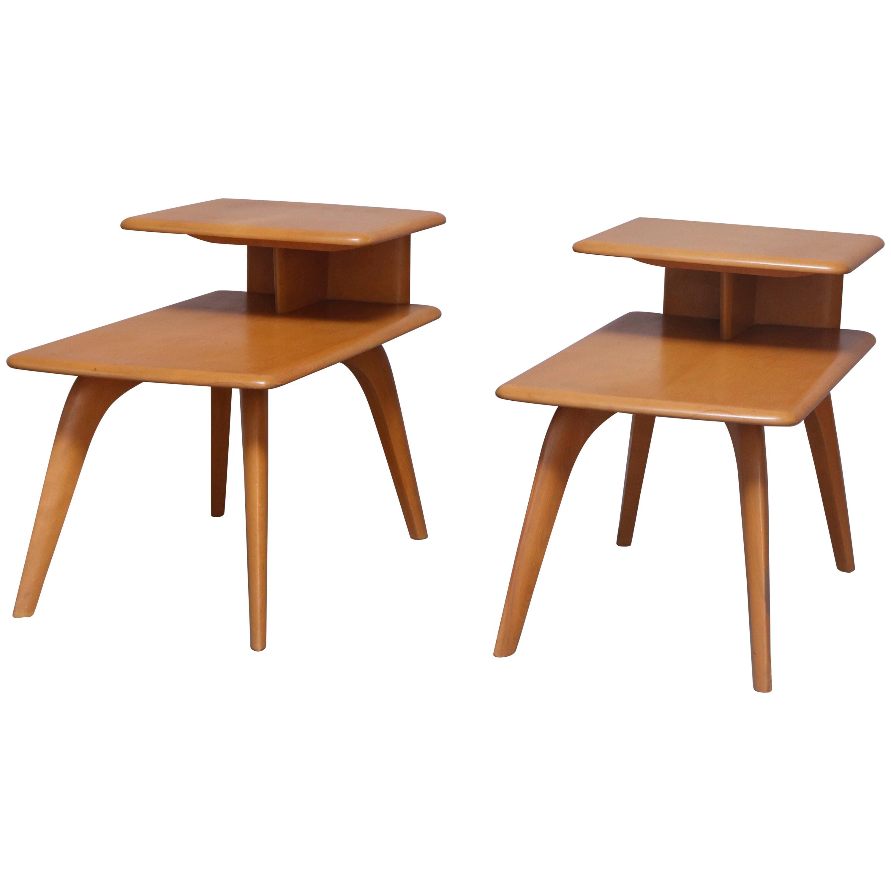 Pair of Mid-Century Modern Heywood Wakefield Wish Bone Step Side Stands