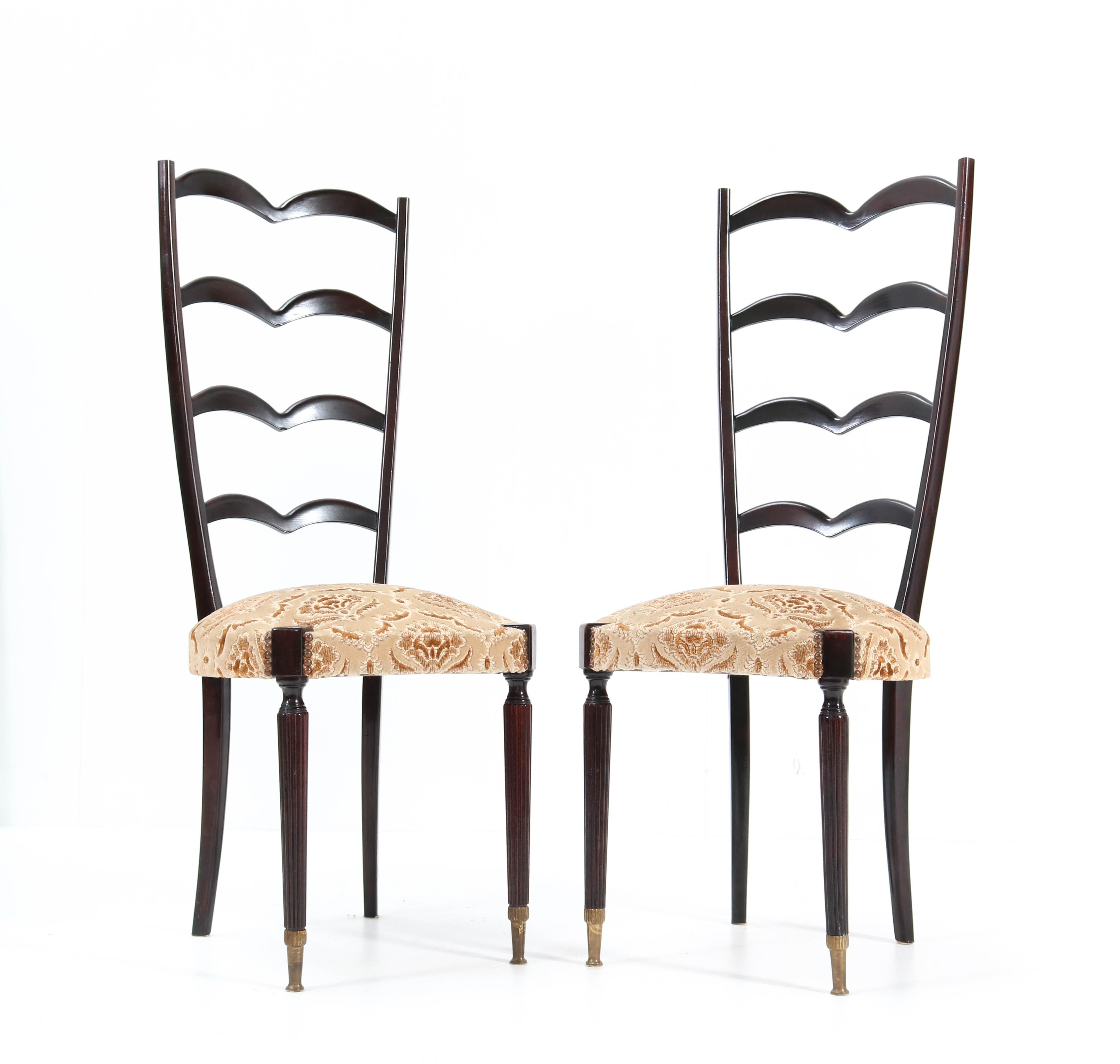 Italian Pair of Mid-Century Modern High Back Side Chairs Attributed to Paolo Buffa