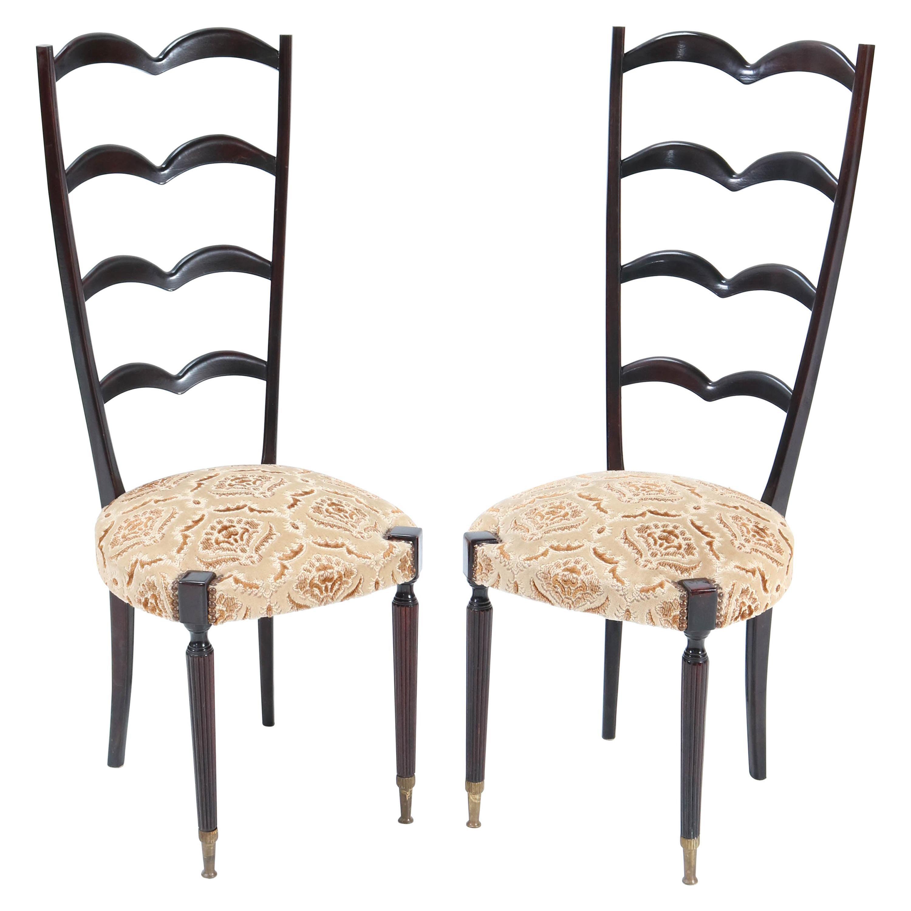 Pair of Mid-Century Modern High Back Side Chairs Attributed to Paolo Buffa