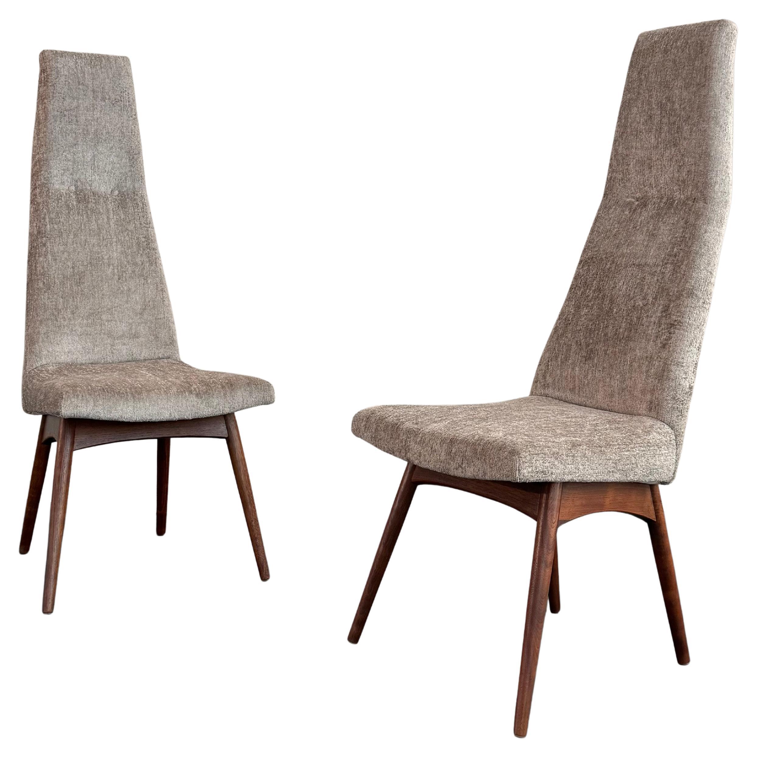 Pair Of Mid-Century Modern High Back Side Chairs By Adrian Pearsall
