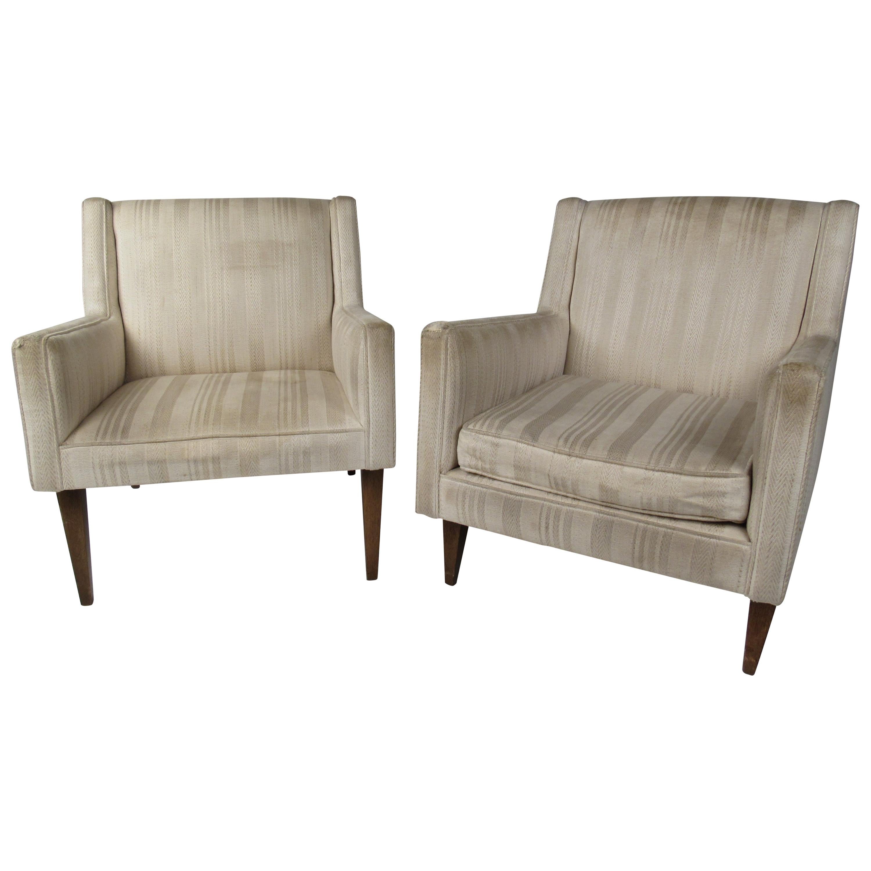 Pair of Mid-Century Modern His and Hers Lounge Chairs For Sale