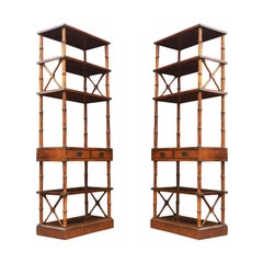 Pair of Mid-Century Modern Hollywood Regency Faux Bamboo Étagères or Wall Units