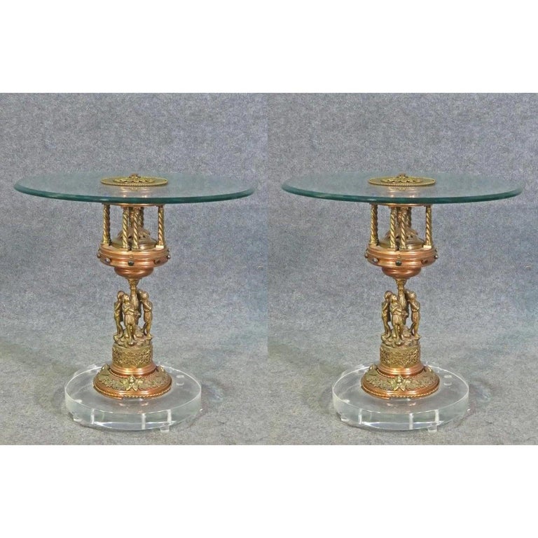 Pair of Mid Century Modern Hollywood Regency Side Tables For Sale at ...