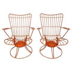 Pair of Mid-Century Modern Homecrest Bottemiller Swivel Rocker Lounge Chairs