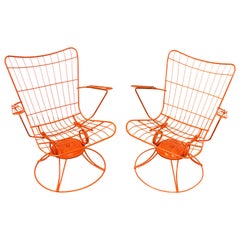 Retro Pair of Mid-Century Modern Homecrest Bottemiller Swivel Rocker Lounge Chairs