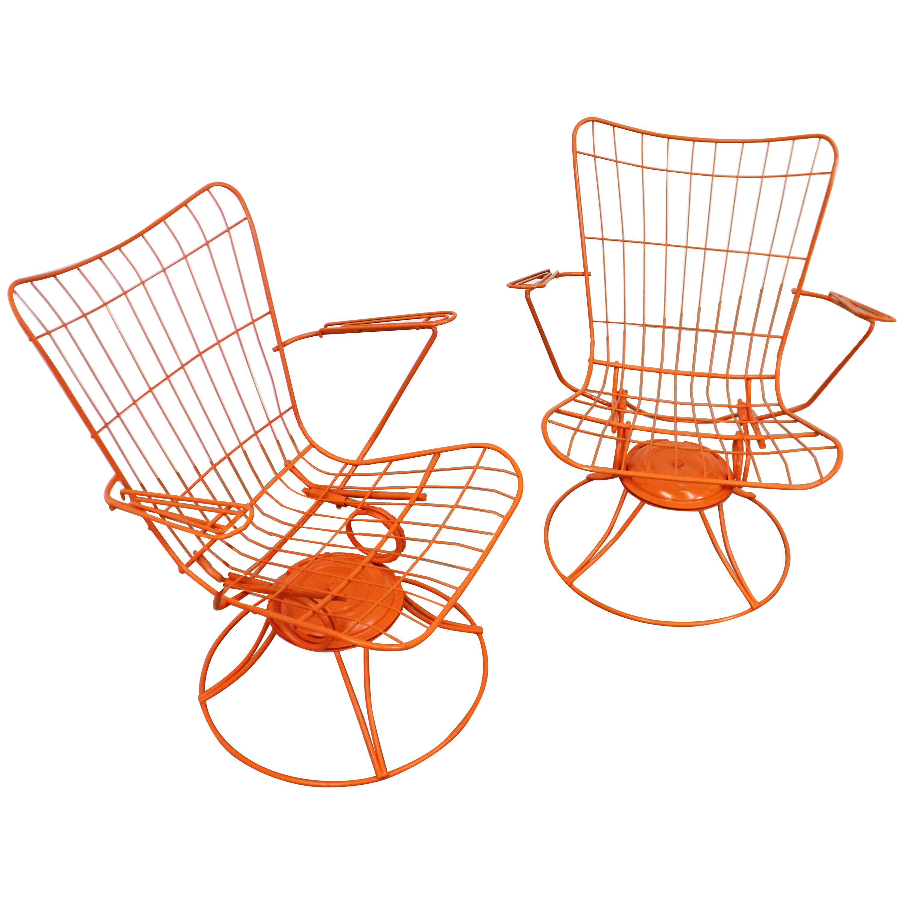 Pair of Mid-Century Modern Homecrest Bottemiller Swivel Rocker Lounge Chairs