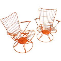 Retro Pair of Mid-Century Modern Homecrest Bottemiller Swivel Rocker Lounge Chairs