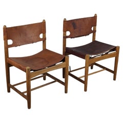 Vintage Pair of Mid Century Modern 'Hunting' Chairs by Børge Mogensen, Model 3237