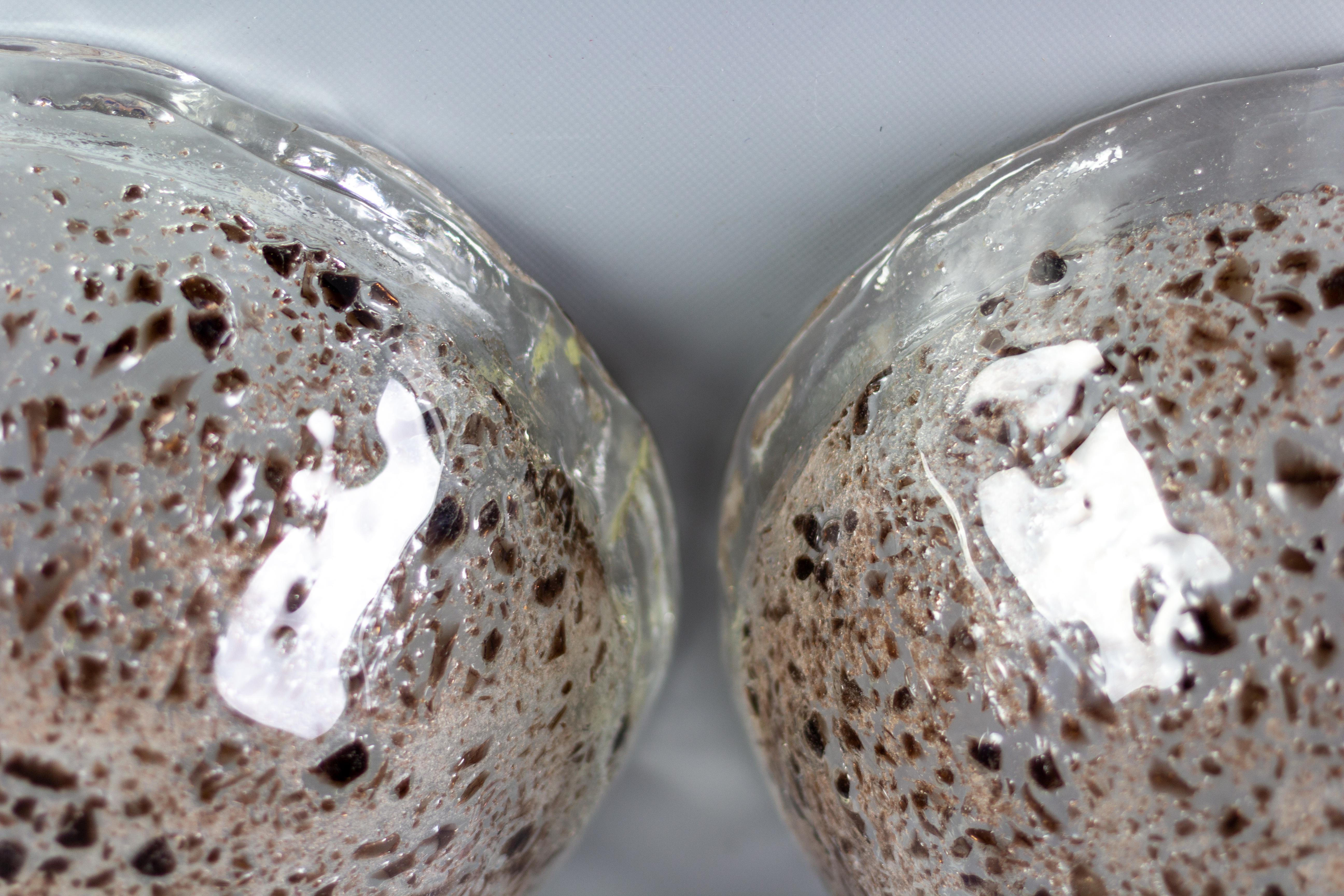 Paire de plafonniers en verre de glace et laiton modernes du milieu du siècle dernier, Allemagne, 1970 en vente 2