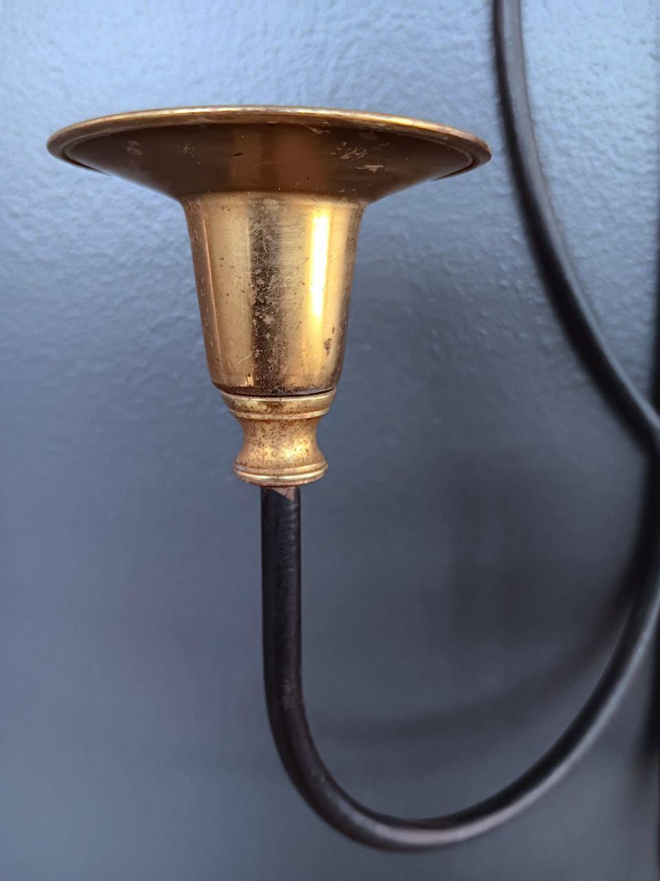 Pair of Mid-Century Modern Iron & Brass Candle Wall Sconces For Sale 4