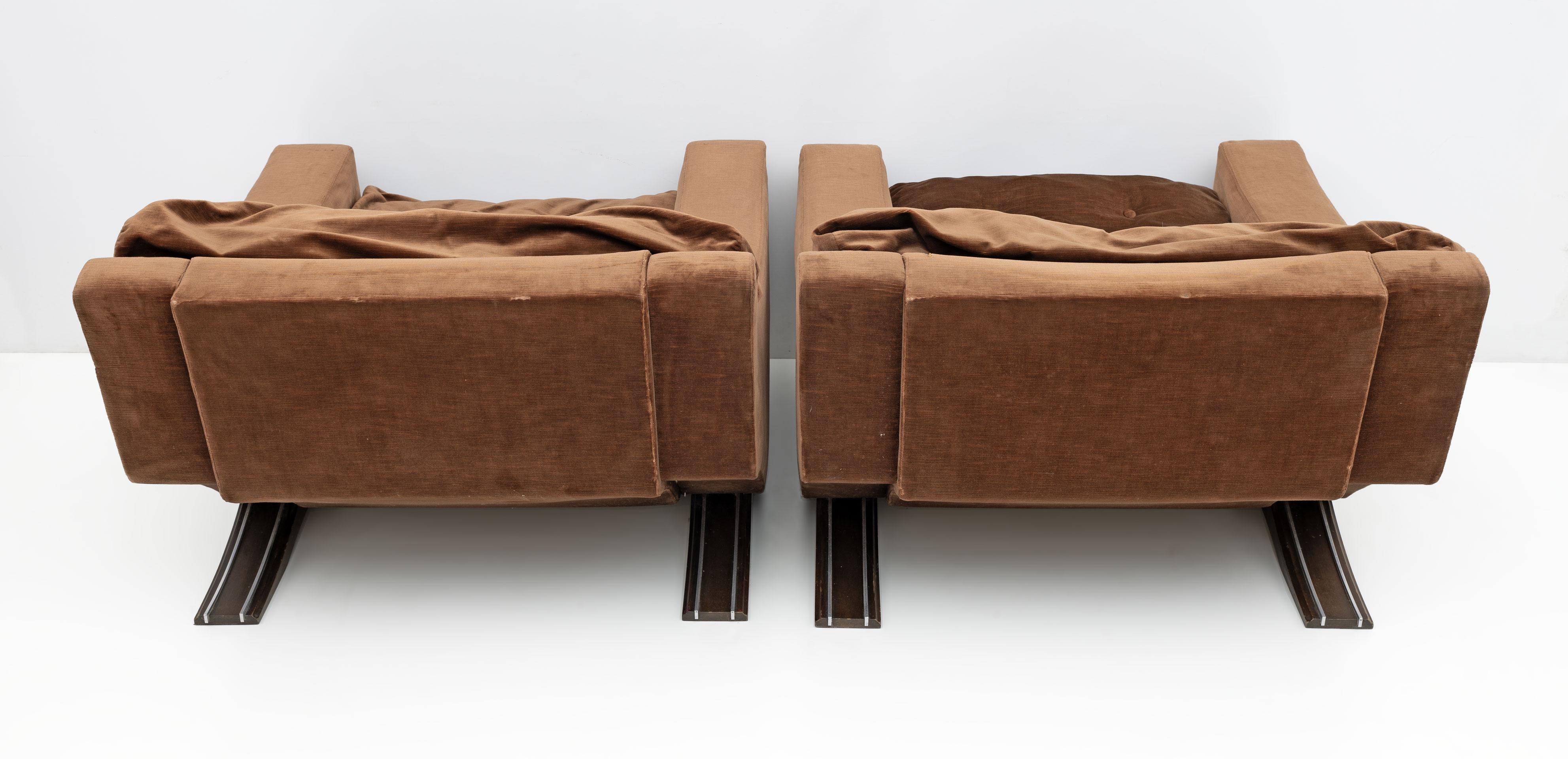 Milieu du XXe siècle Paire de fauteuils italiens modernes du milieu du siècle dernier par Franz Sartori pour Flexform, 1965 en vente
