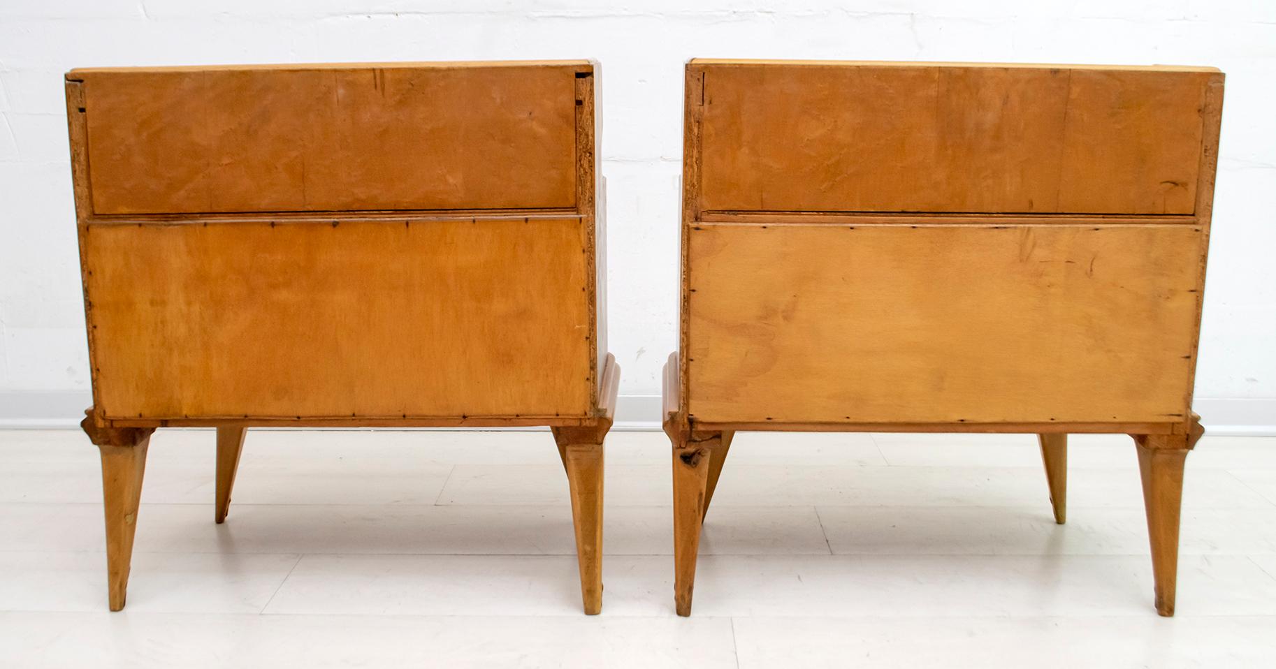 Pair of Mid-Century Modern Italian Ashwood Nightstands, 1950s For Sale 6