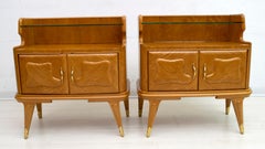 Pair of Mid-Century Modern Italian Ashwood Nightstands, 1950s