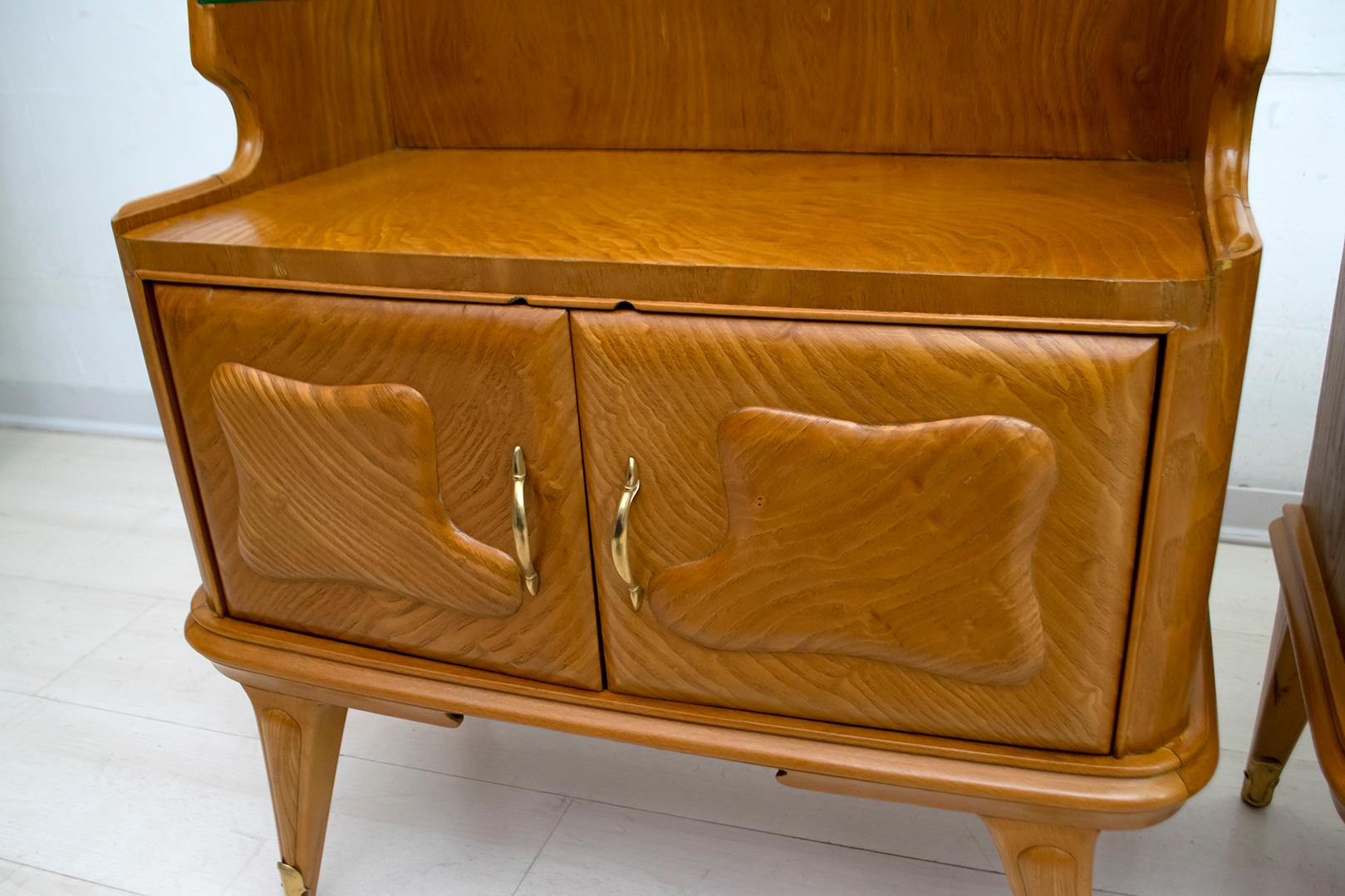 Pair of Mid-Century Modern Italian Ashwood Nightstands, 1950s For Sale 2