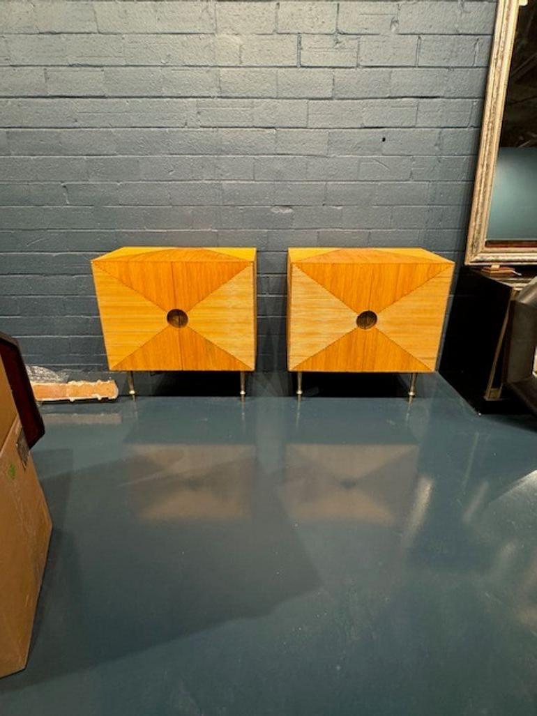 Explore the charm of mid-century modern design with this pair of Italian bamboo and brass side tables. A blending of natural beauty and pretty brass details, these tables exude a sense of sophistication that effortlessly complements any decor. The