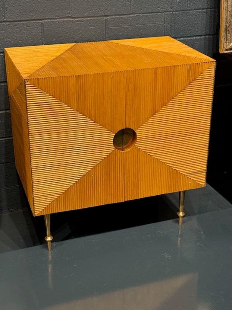 Pair of Mid Century Modern Italian Bamboo and Brass Side Tables In Good Condition For Sale In Dallas, TX