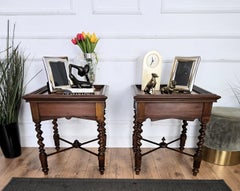 Pair of Mid-Century Modern Italian Bobbin Turned Legs Side Tables