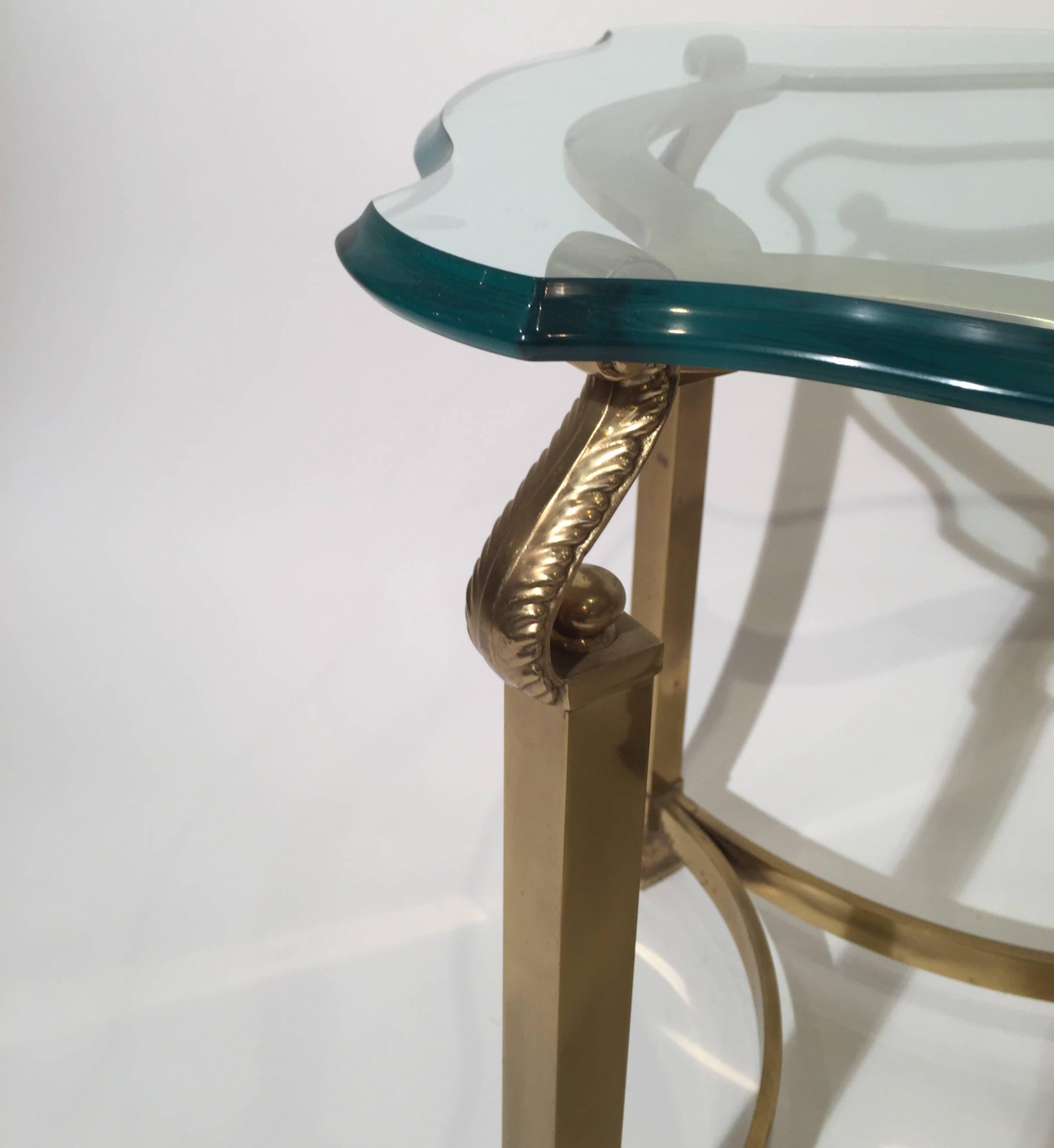 Pair of Mid-Century Modern Italian Brass and Glass Side Tables 1