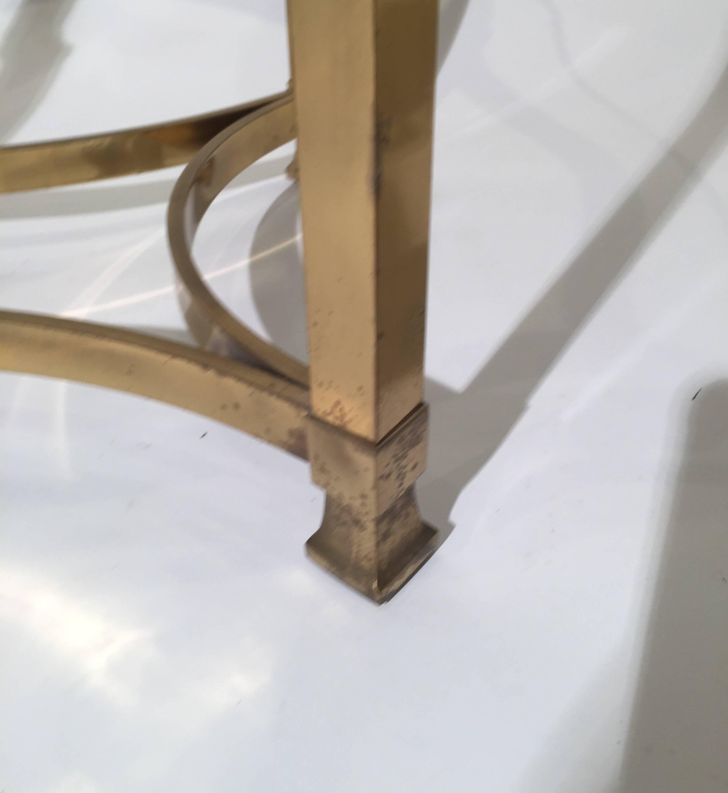 Pair of Mid-Century Modern Italian Brass and Glass Side Tables 2
