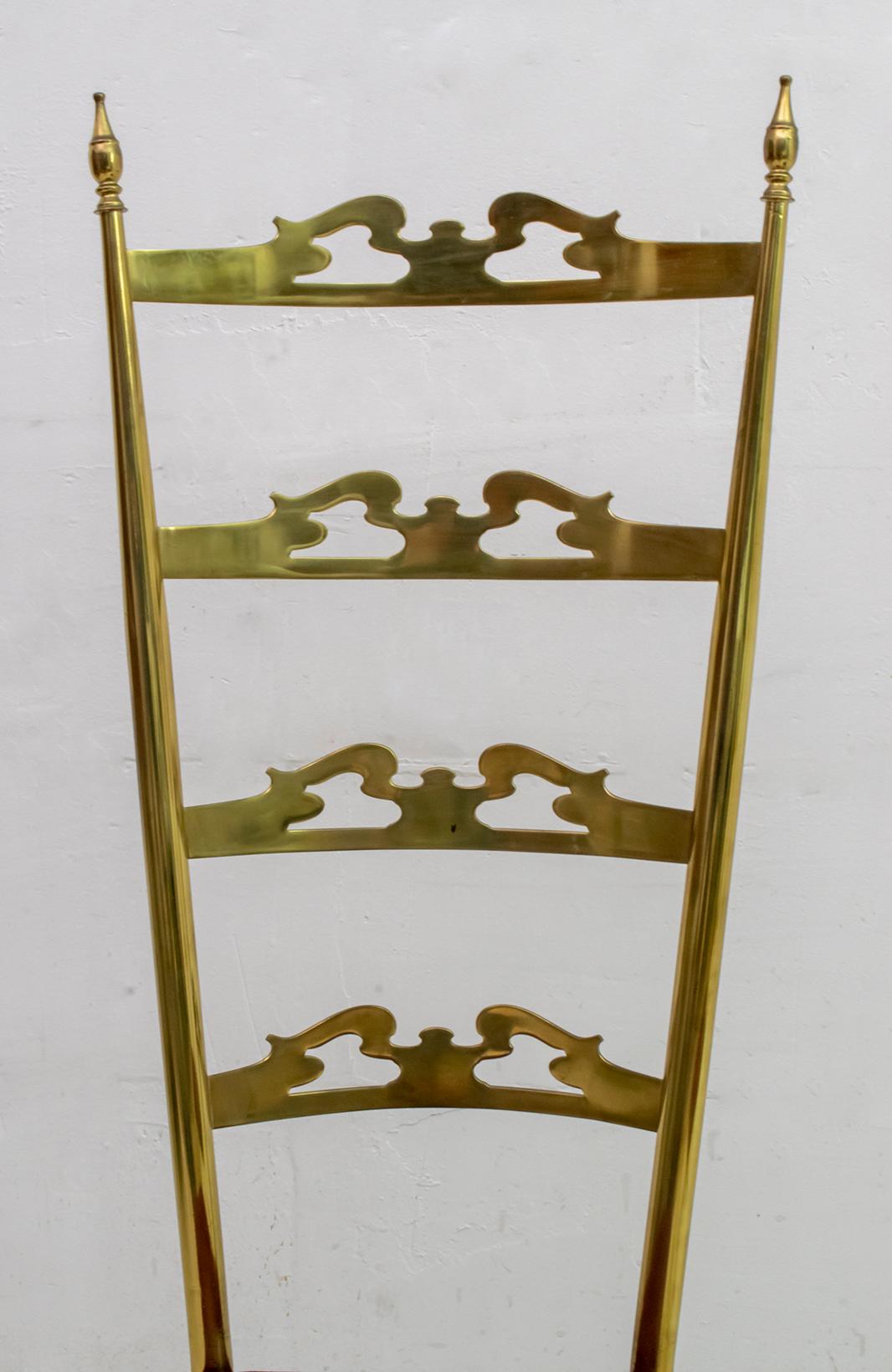 Pair of Mid-Century Modern Italian Brass High Back Chiavari Chairs, 1950s For Sale 3