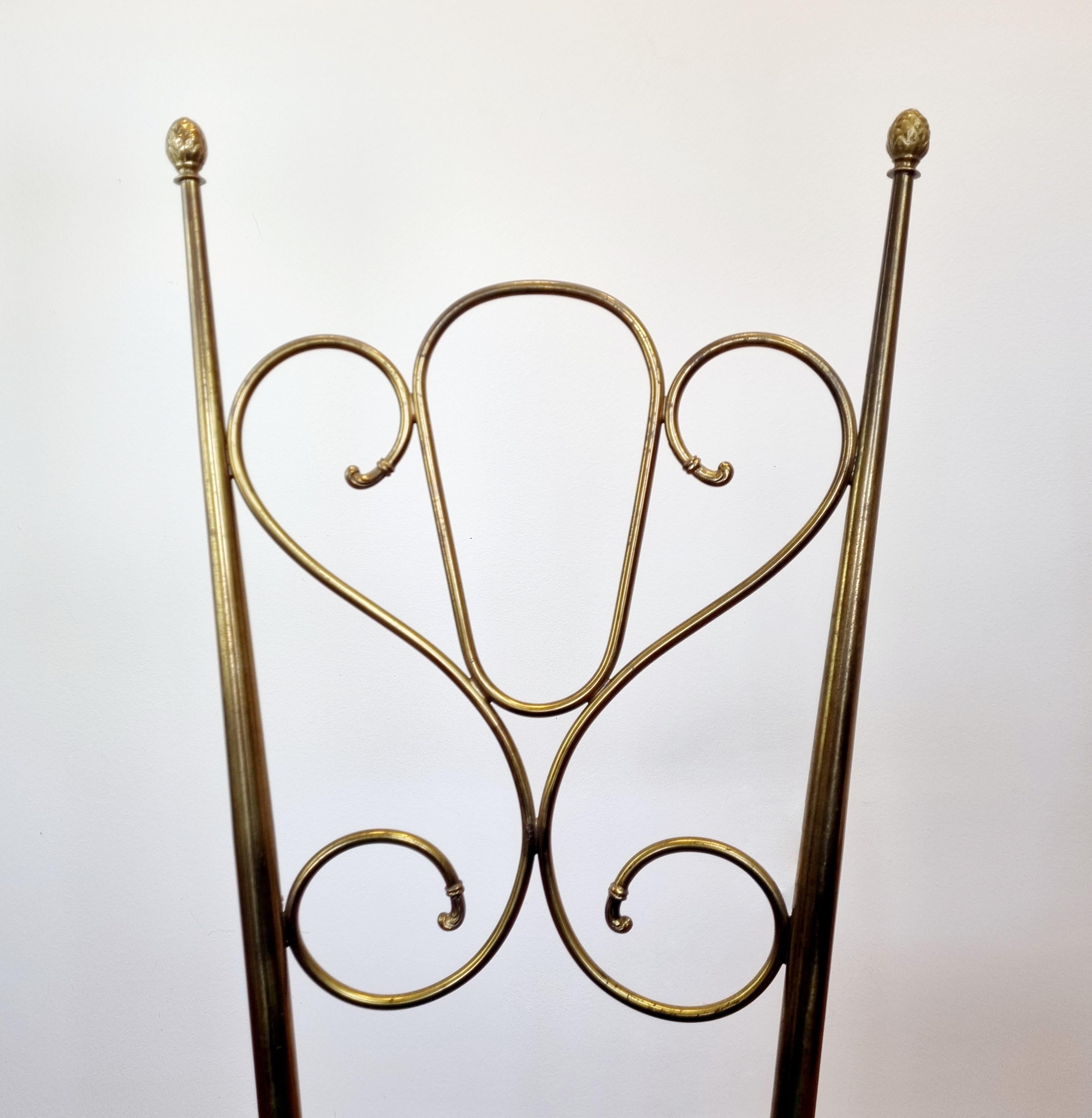 Pair of Mid Century Modern Italian Brass High Back Chiavari Chairs, Italy  50s For Sale 3