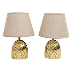 Paire de lampes de bureau italiennes en laiton de style mi-siècle moderne, années 1970