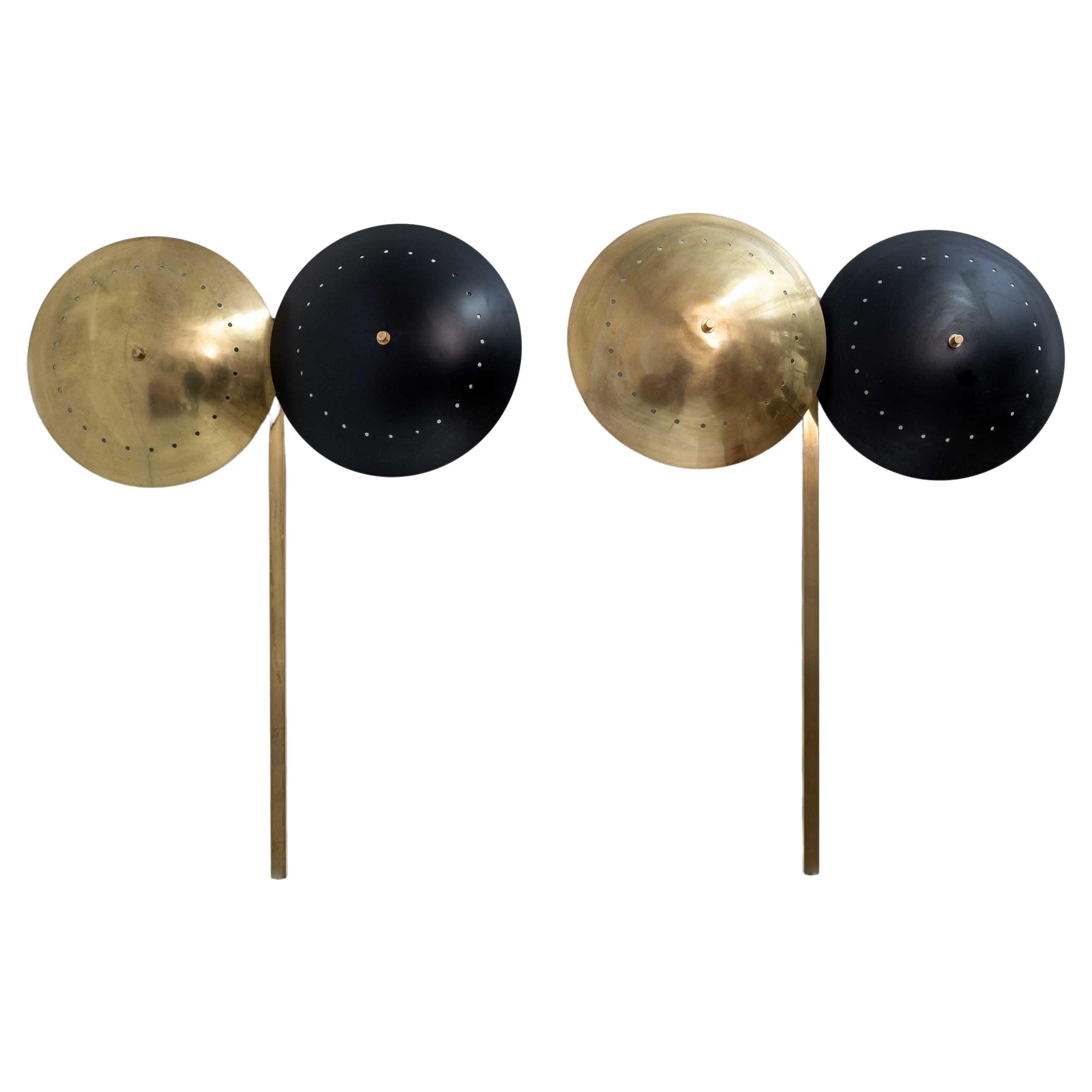 Pair of Mid-century Modern Italian Brass Wall Lamps, 1970s For Sale