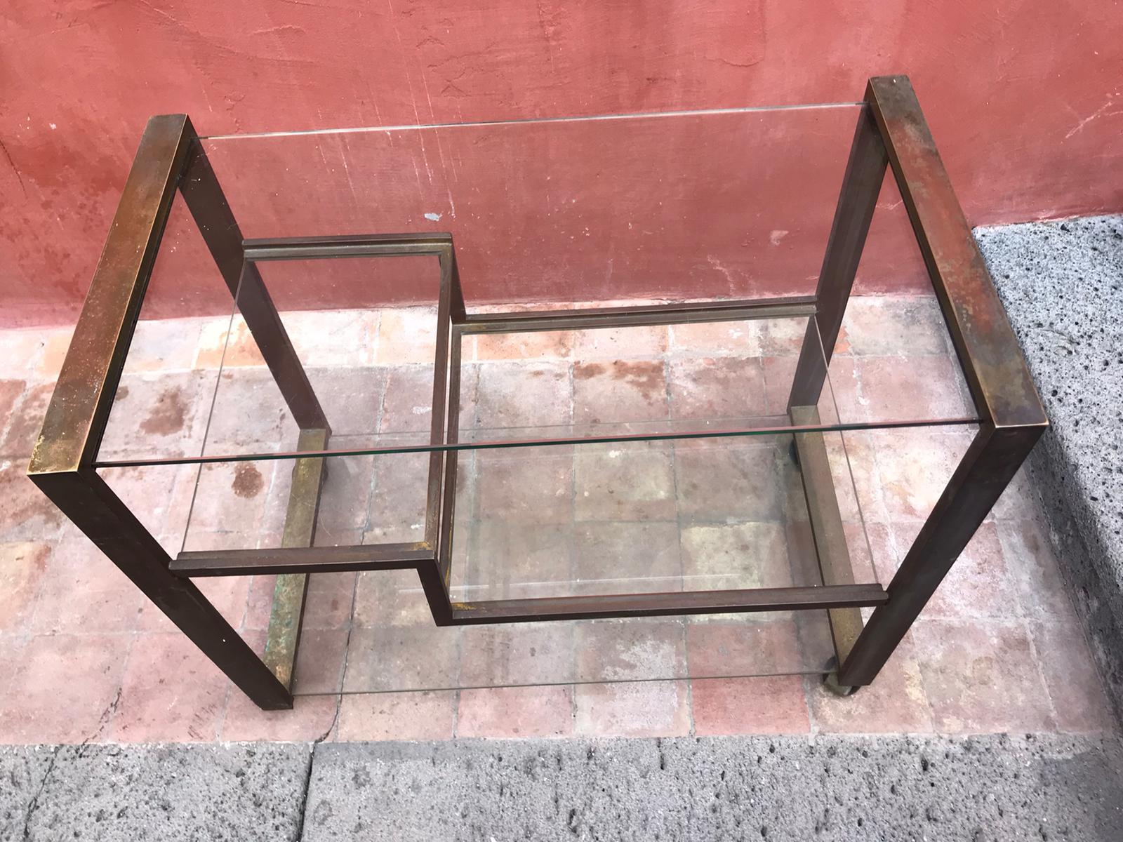 Mid-20th Century Pair of Mid-Century Modern Italian Bronze Bar Cart/Étagères For Sale