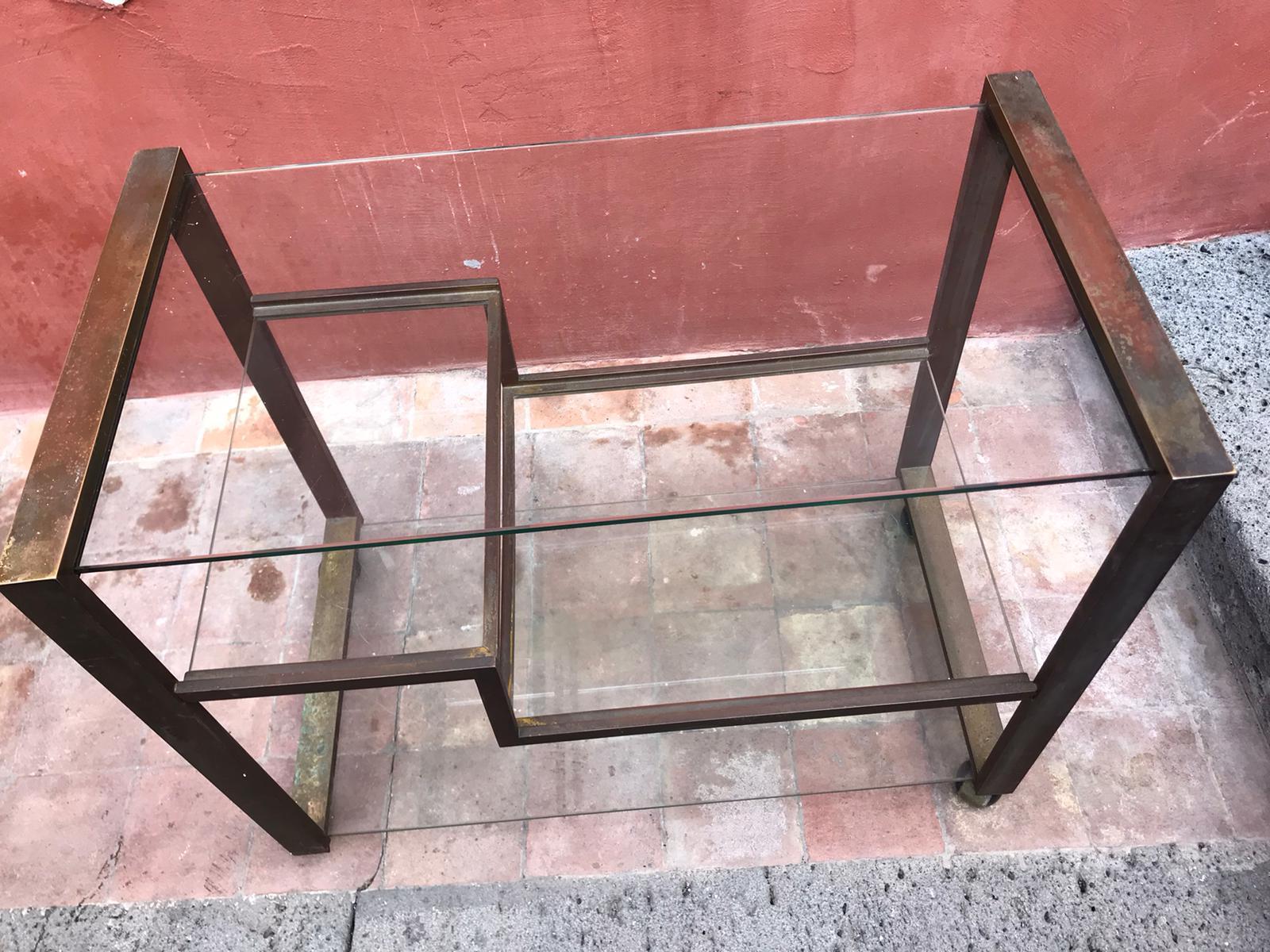 Pair of Mid-Century Modern Italian Bronze Bar Cart/Étagères For Sale 1
