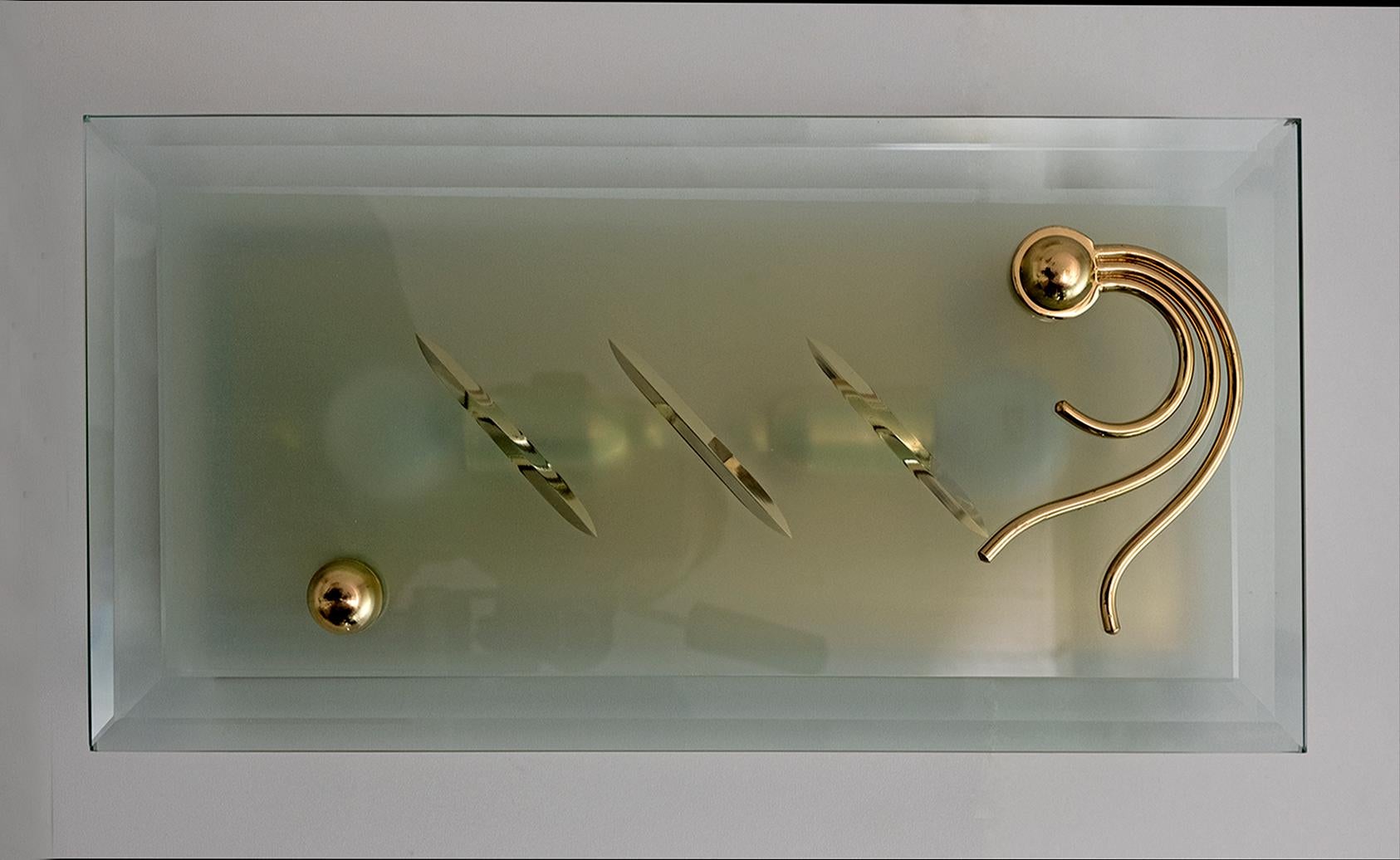 Pareja de candelabros italianos modernos de mediados de siglo de cristal y latón, años 70 en venta 2