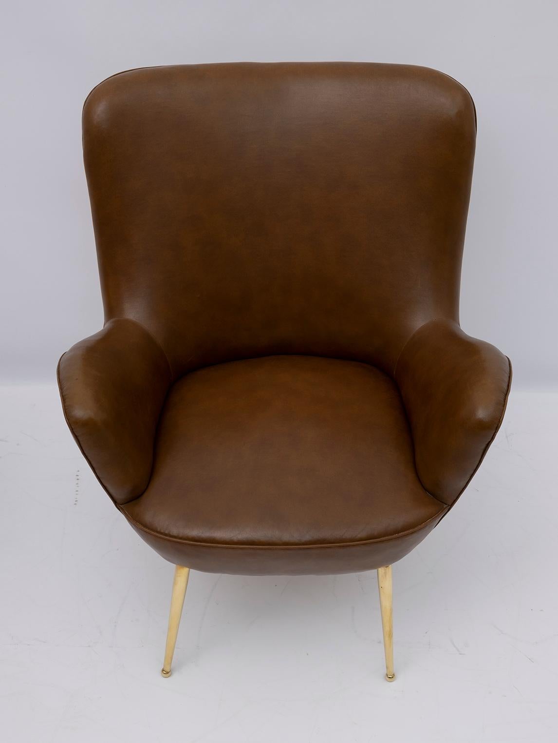 Paire de fauteuils de design italien de style mi-siècle moderne, années 1950 en vente 4