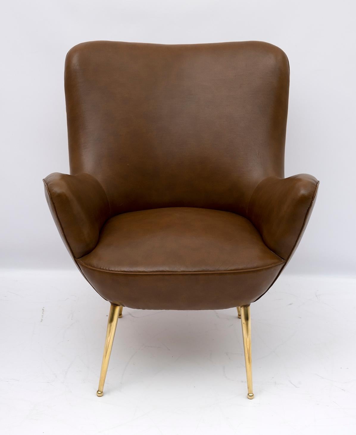 Paire de fauteuils de design italien de style mi-siècle moderne, années 1950 en vente 1