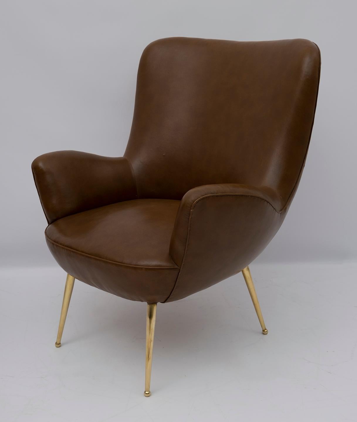 Paire de fauteuils de design italien de style mi-siècle moderne, années 1950 en vente 2