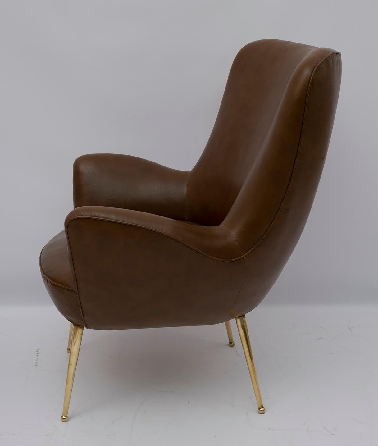 Paire de fauteuils de design italien de style mi-siècle moderne, années 1950 en vente 3