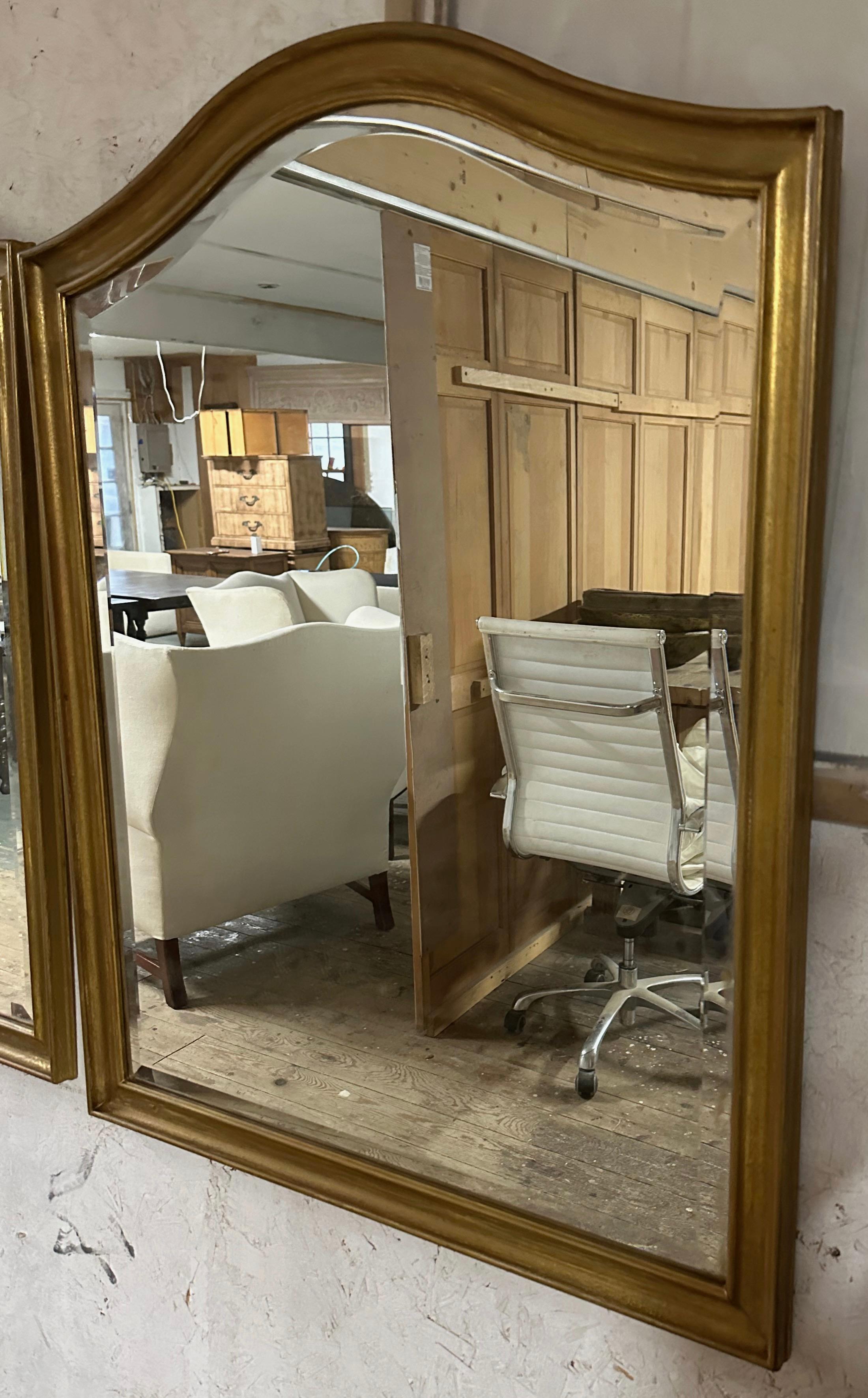 Pair of Mid-Century Modern Italian Gold Gilt Mirrors In Good Condition In Sheffield, MA