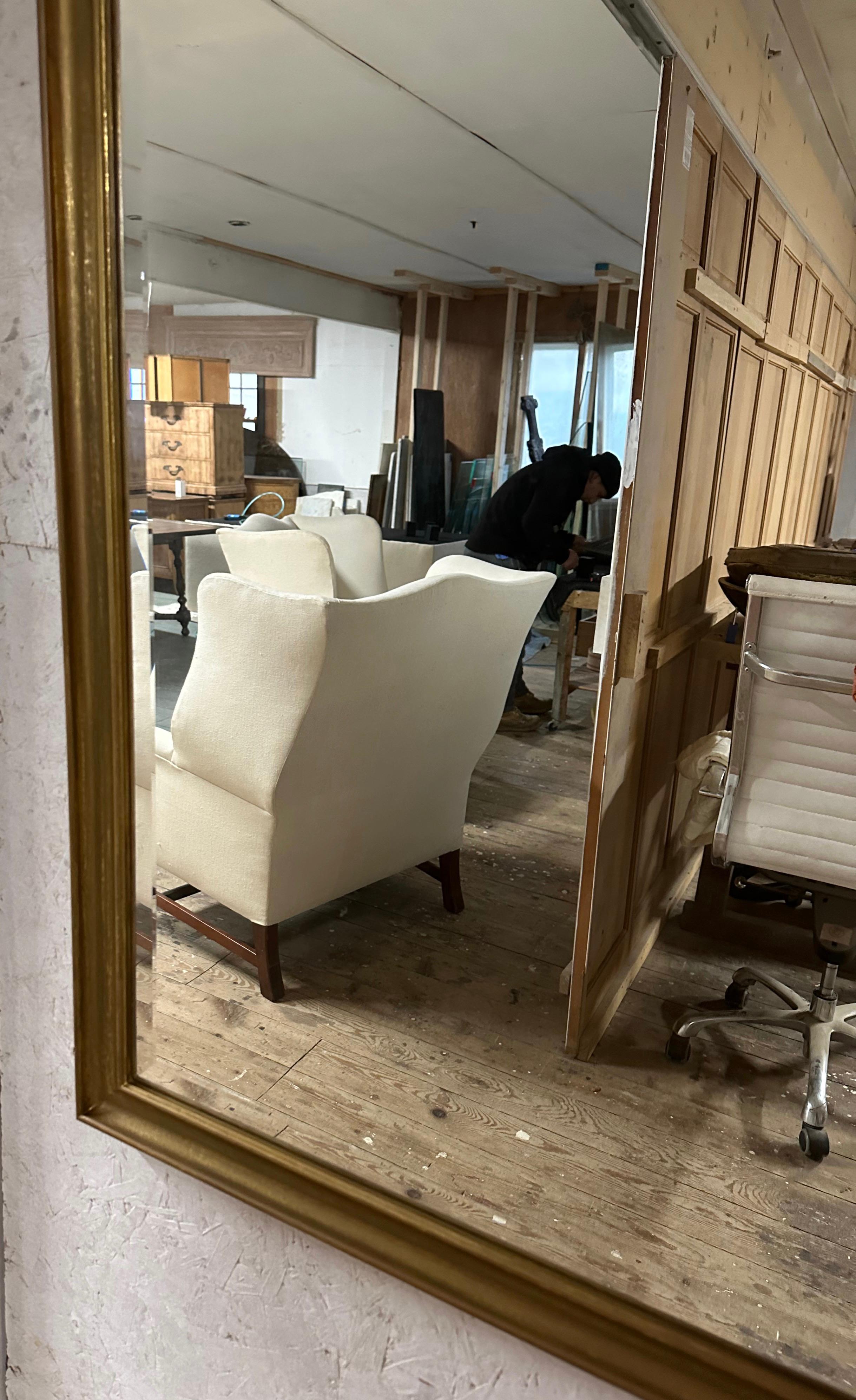 Late 20th Century Pair of Mid-Century Modern Italian Gold Gilt Mirrors