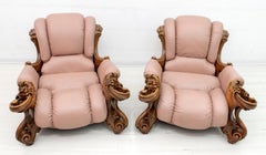 Pareja de sillones italianos de cuero estilo Liberty de mediados de siglo, años 50