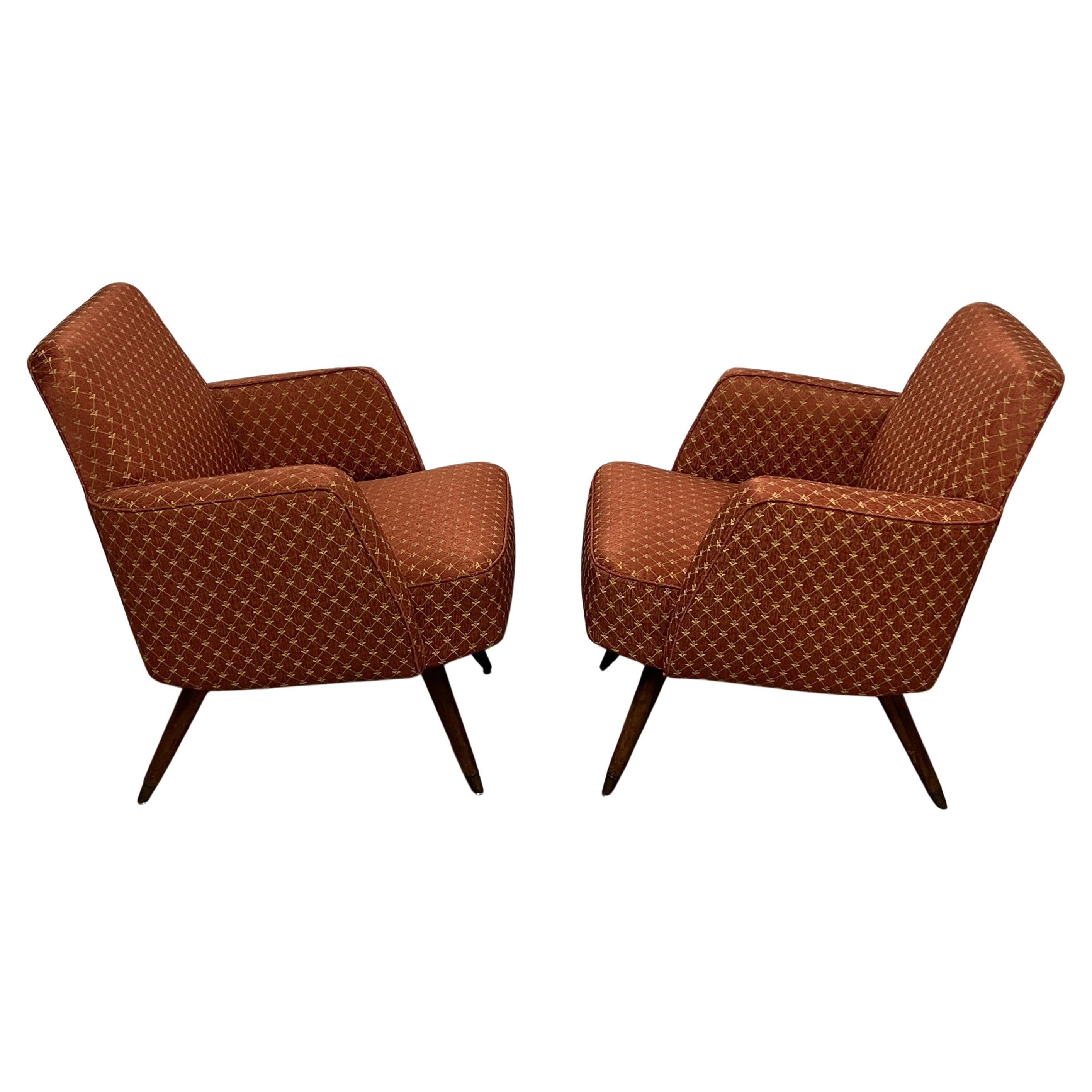 Pair of Mid Century Modern Italian Lounge Chairs