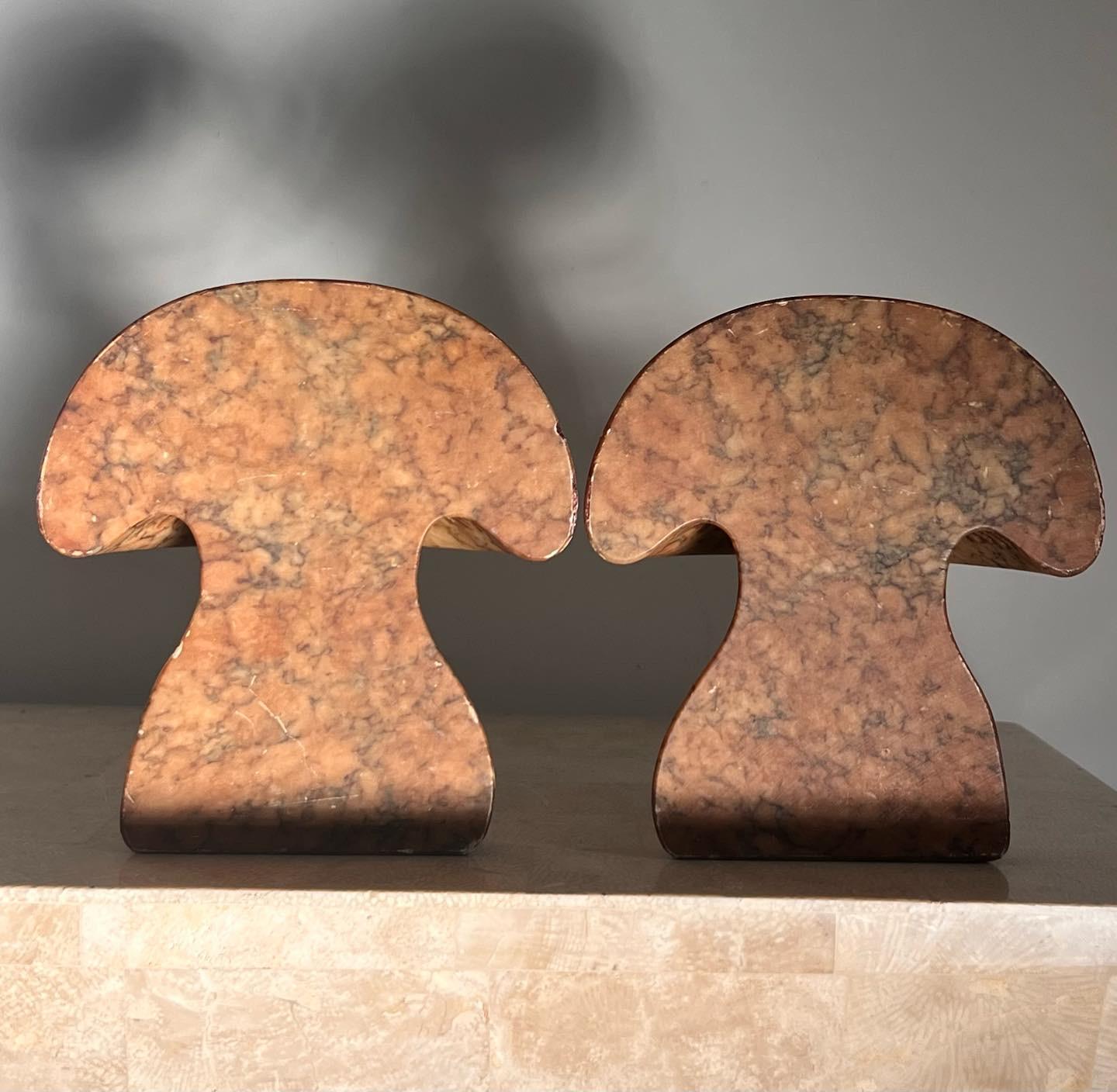 Pair of mid century modern Italian marble mushroom bookends, early 1960s 3