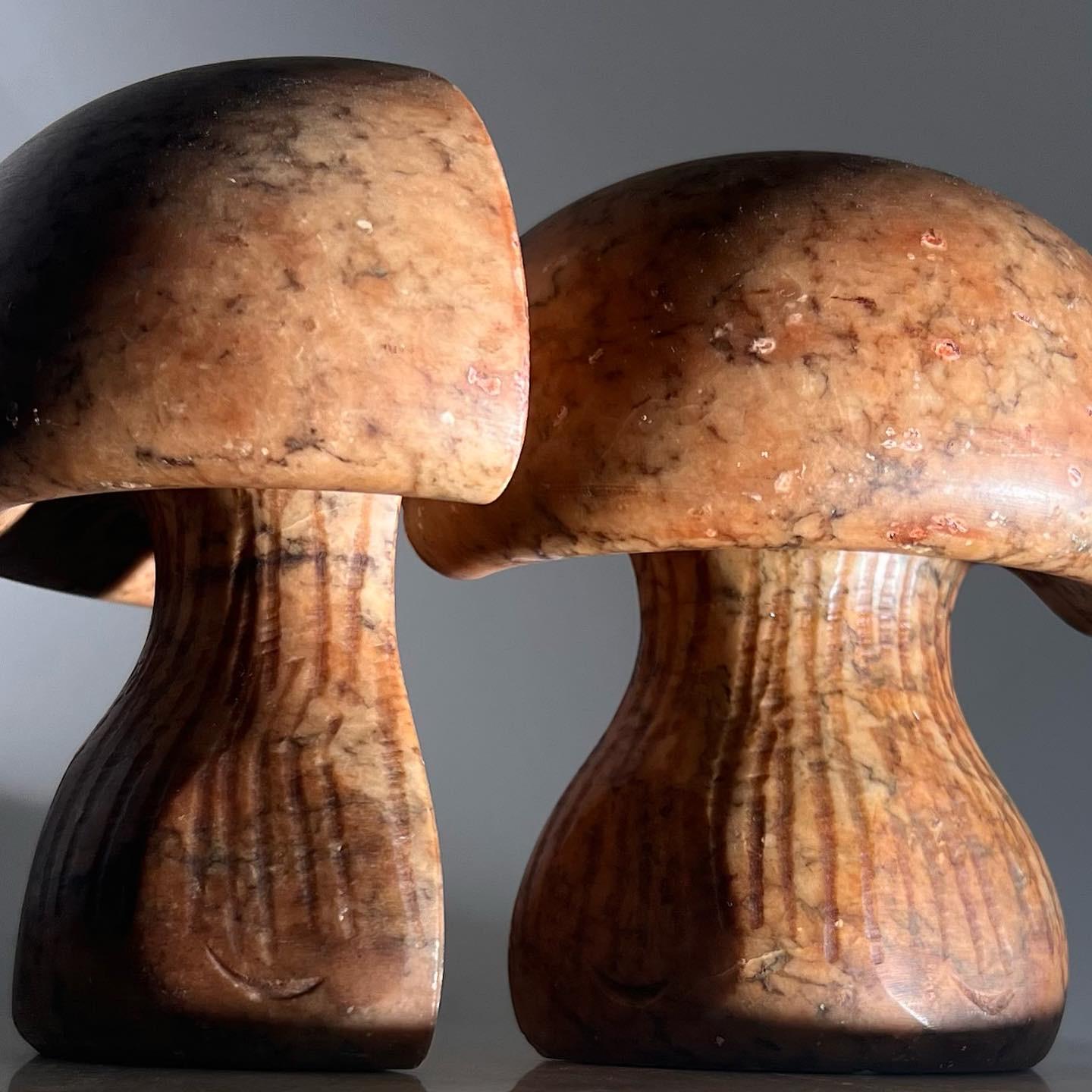 Mid-20th Century Pair of mid century modern Italian marble mushroom bookends, early 1960s