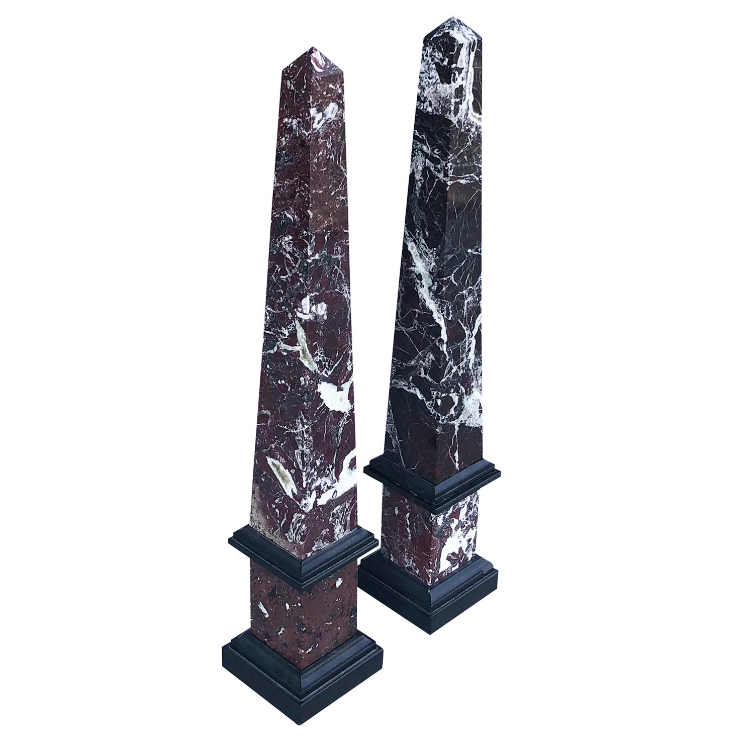 Polished 20th Century Pair of Mid-Century Modern Italian Marble Obelisks