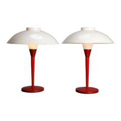 Pair of Mid-Century Modern Italian Metal and Acrylic Umbrella Table Lamps